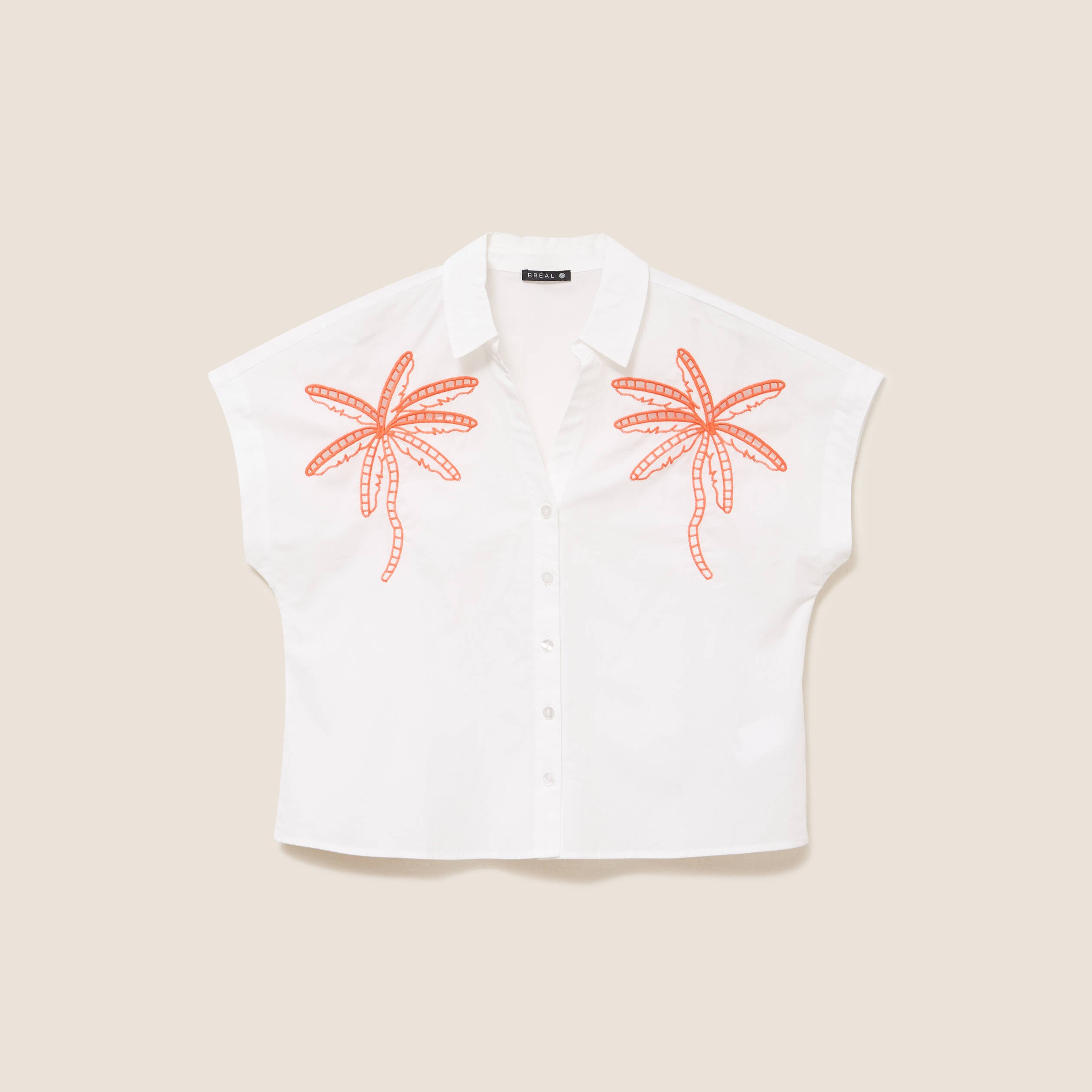 Chemise col chemise manches courtes blanc femme