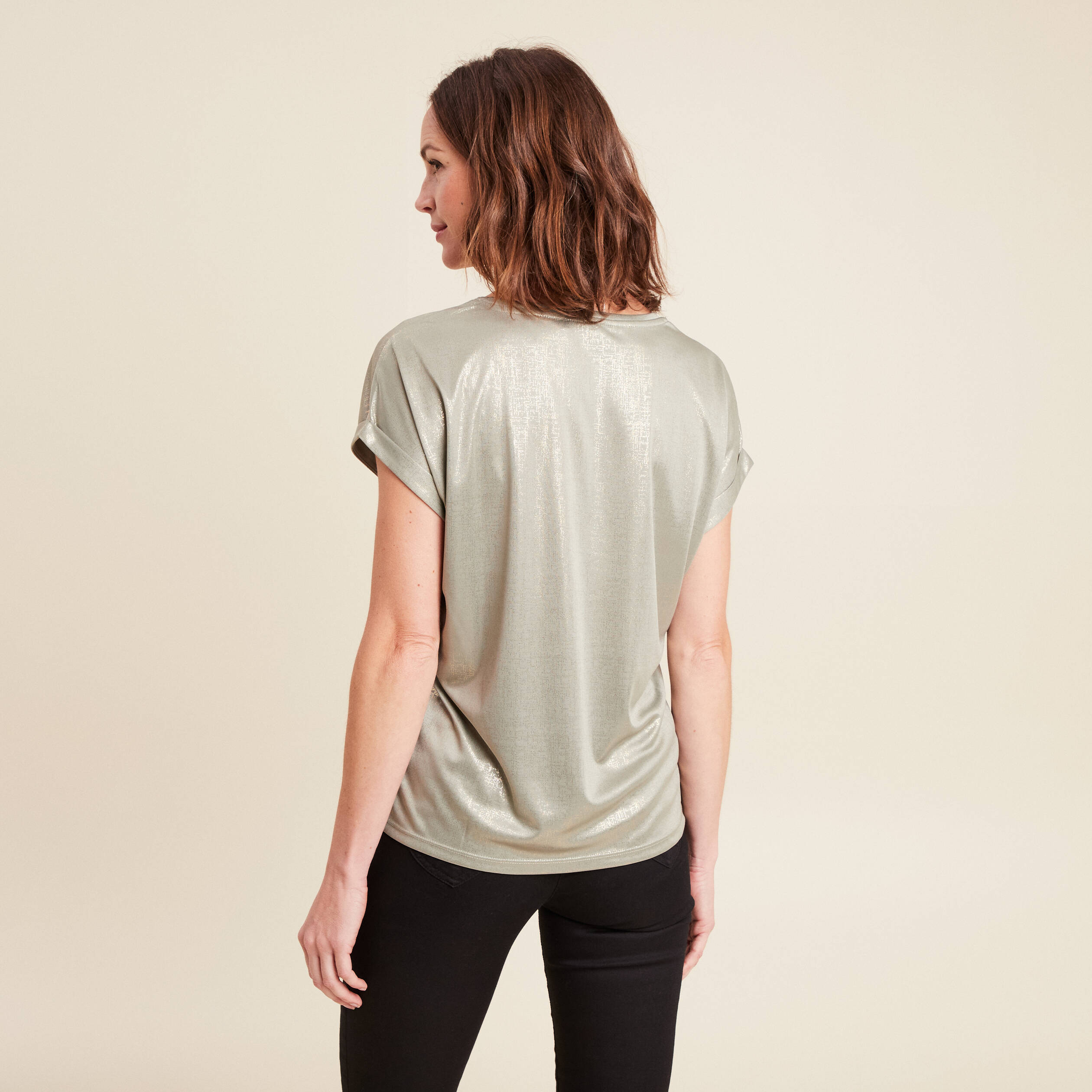T-shirt manches courtes vert clair femme