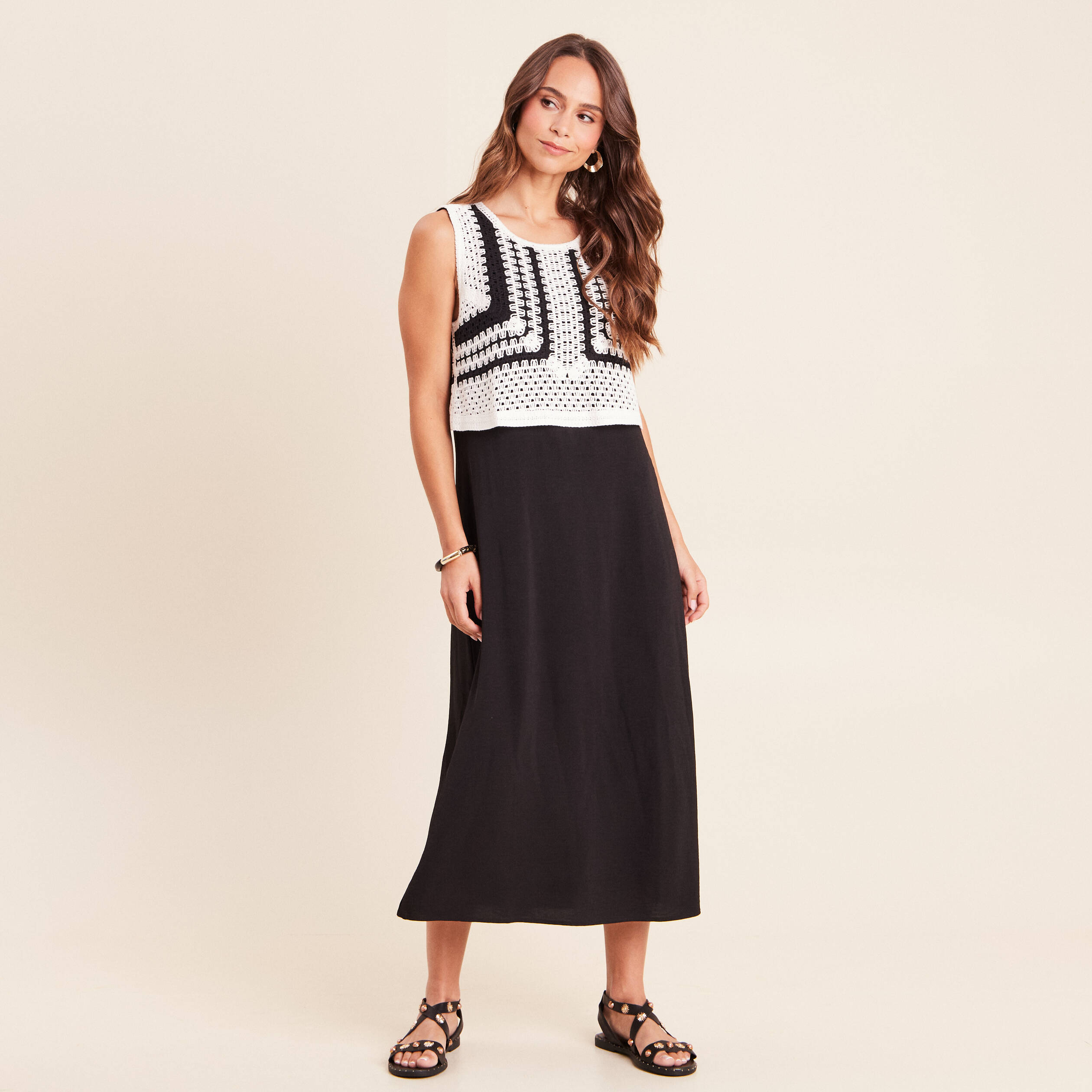 Robe avec haut crochet noir femme
