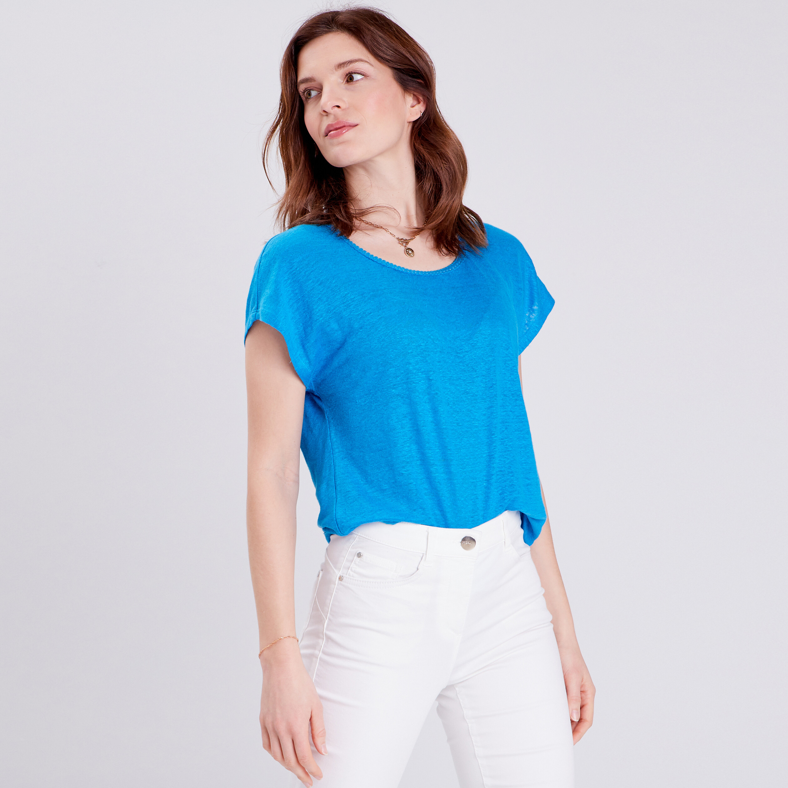 t shirt manches courtes bleu femme T-shirt manches courtes bleu femme
