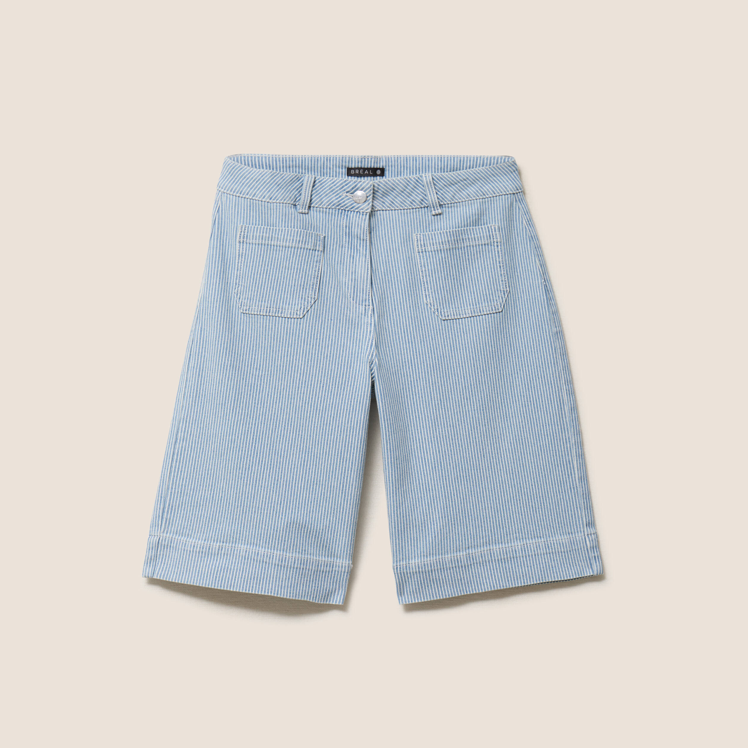 Bermuda casual taille haute bleu femme