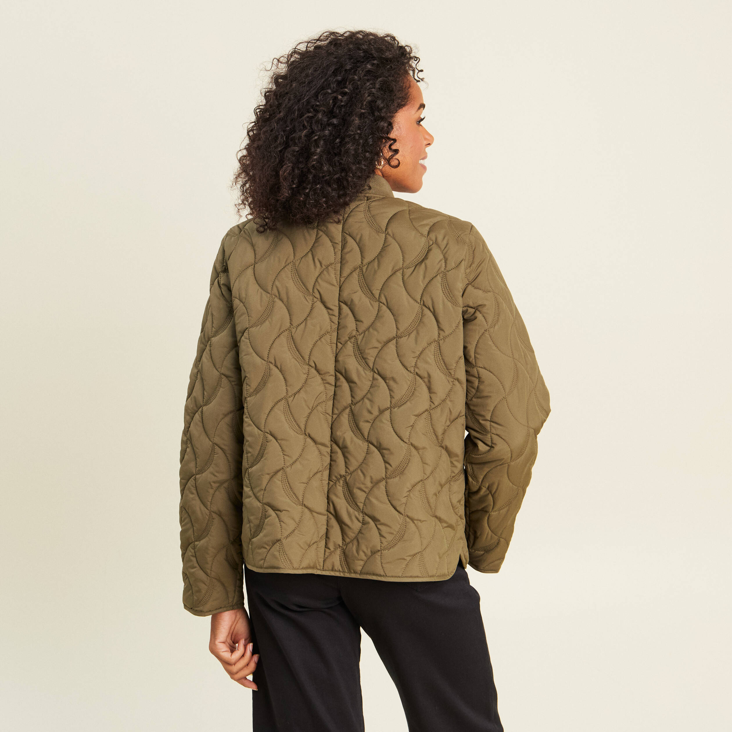 Doudoune doubl&eacute;e vert kaki femme
