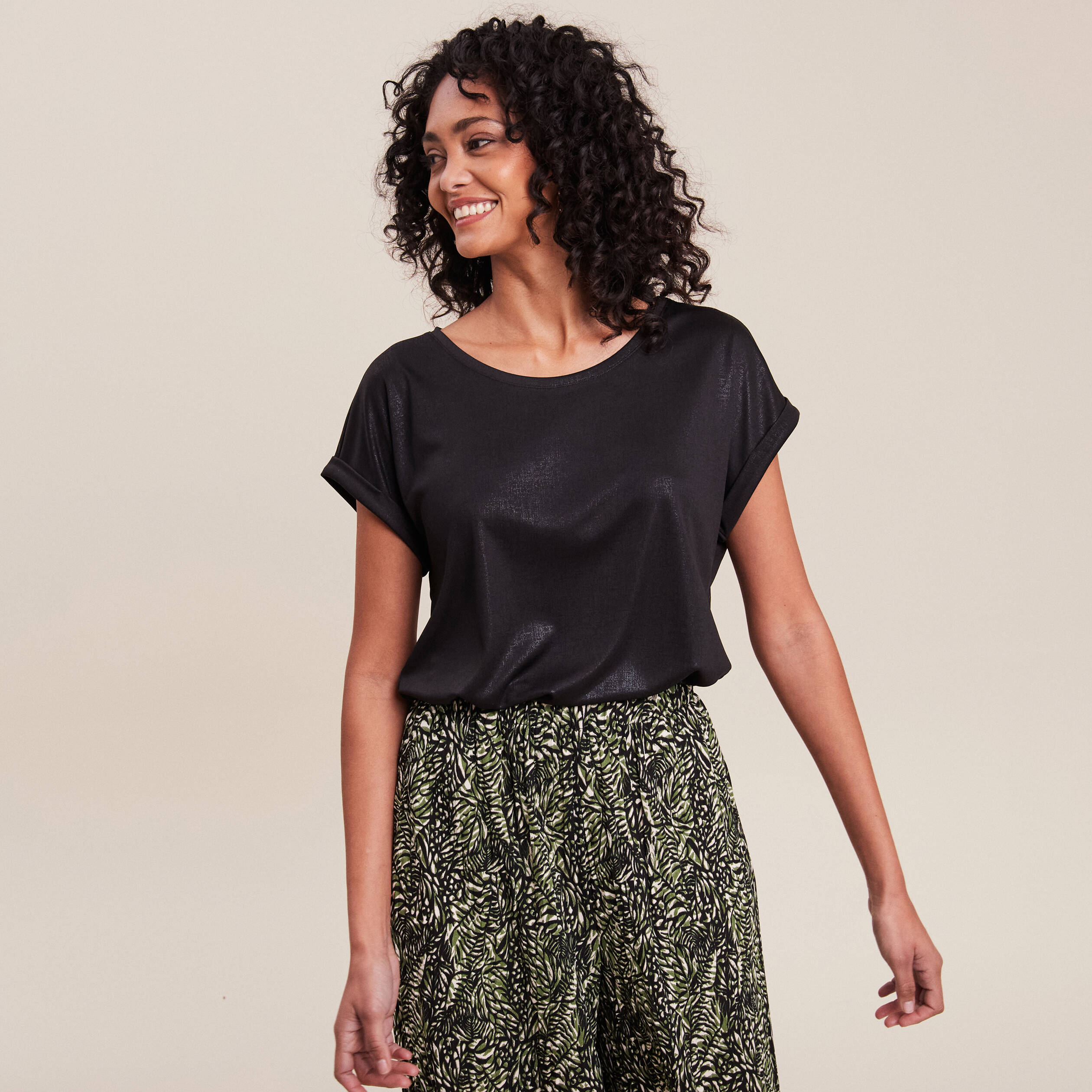 T-shirt manches courtes noir femme
