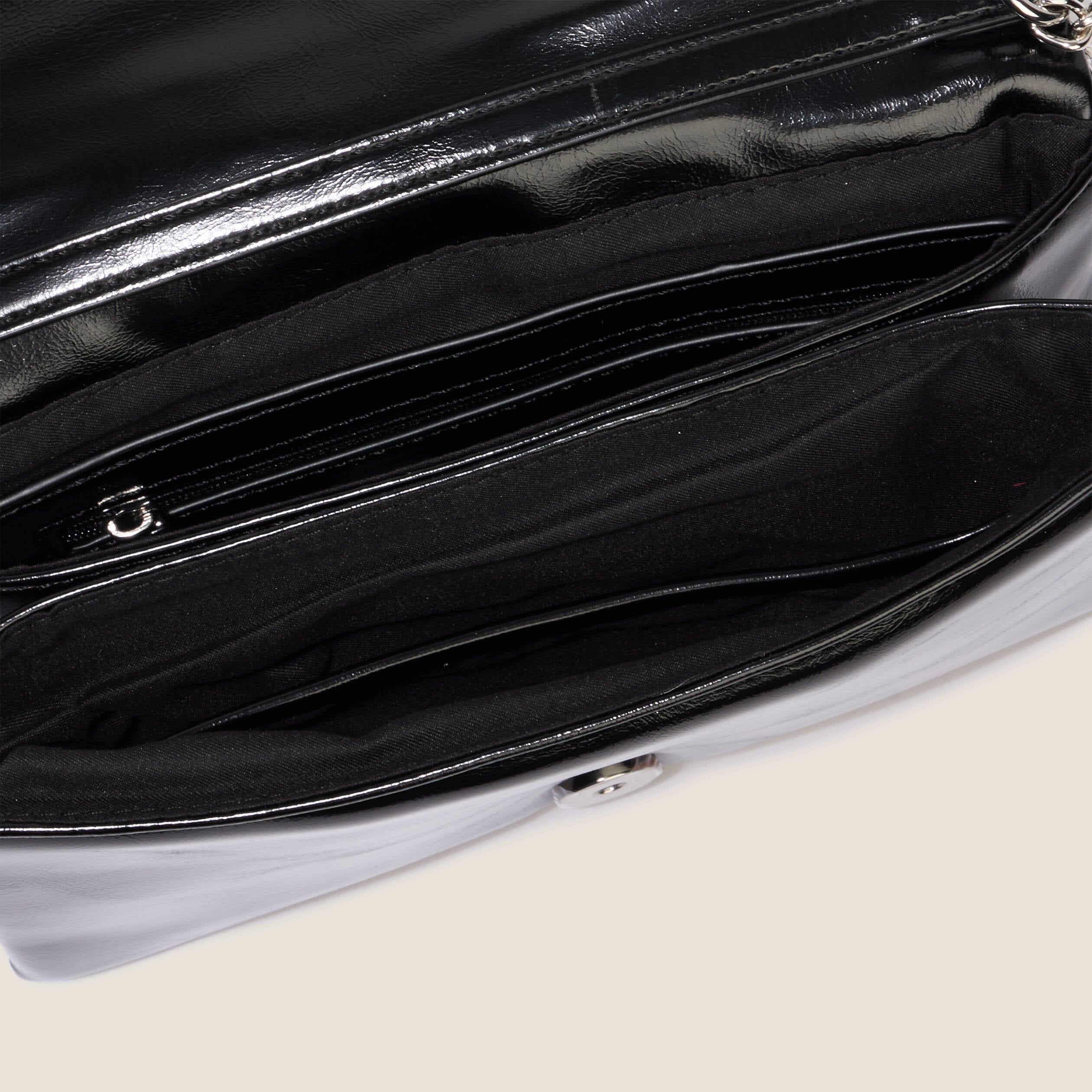 Sac bandouli&egrave;re &agrave; sequins doubl&eacute; noir femme