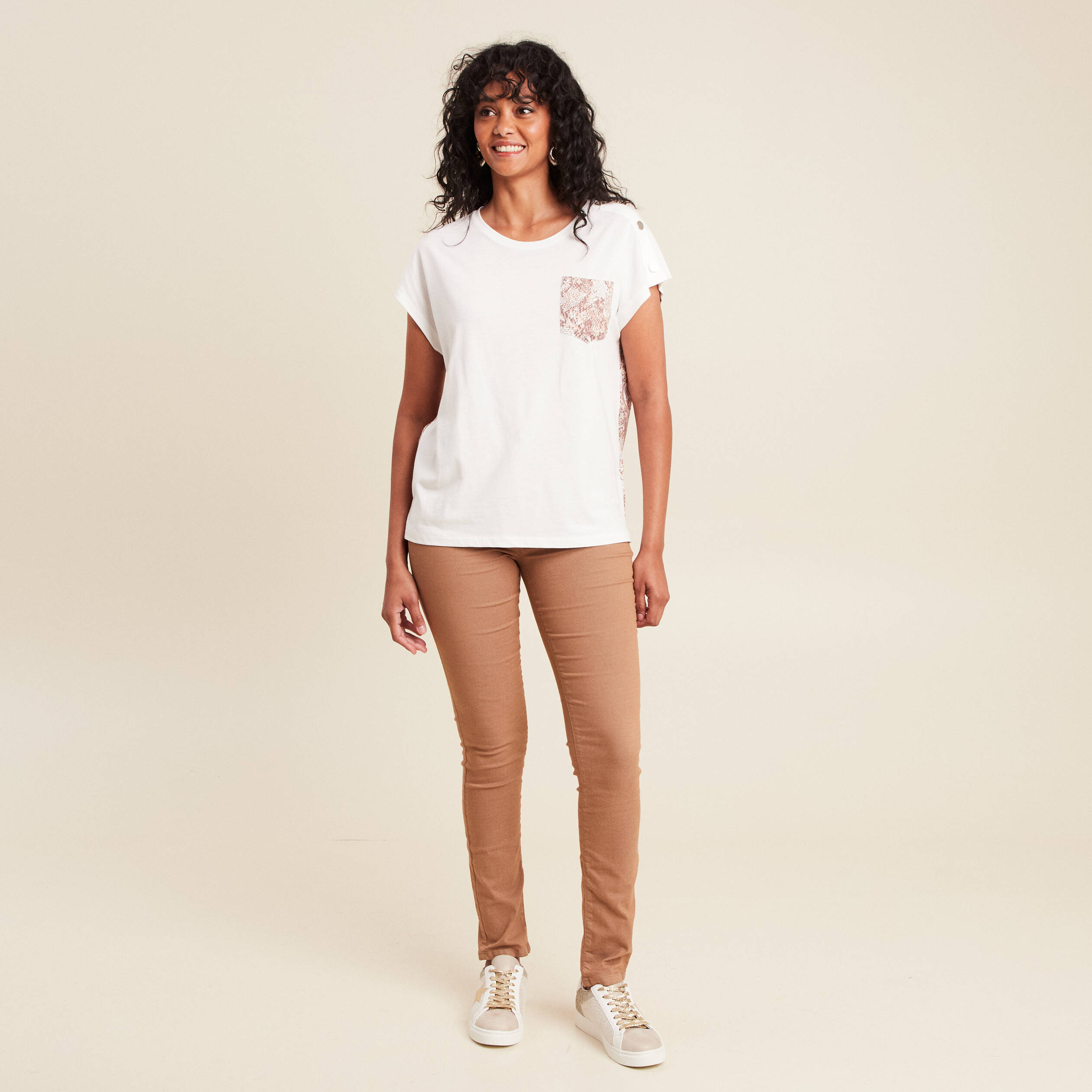 t shirt col rond manches courtes ecru femme t-shirt col rond manches courtes ecru femme
