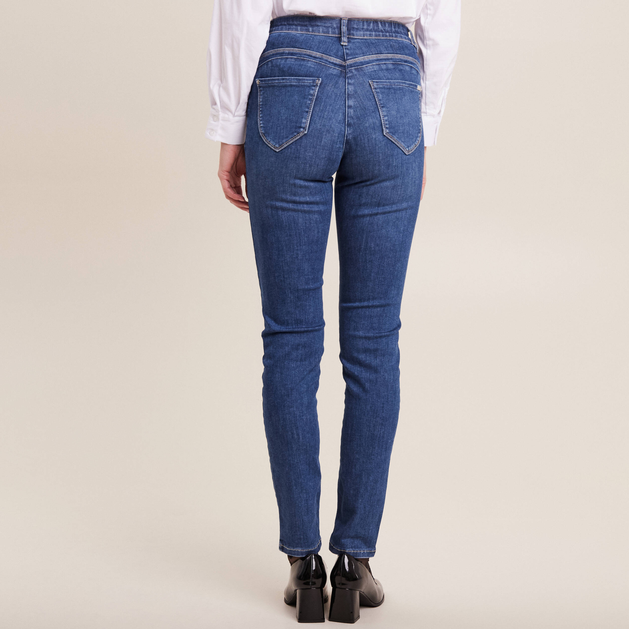 Jean magique ajusté taille standard denim double stone femme