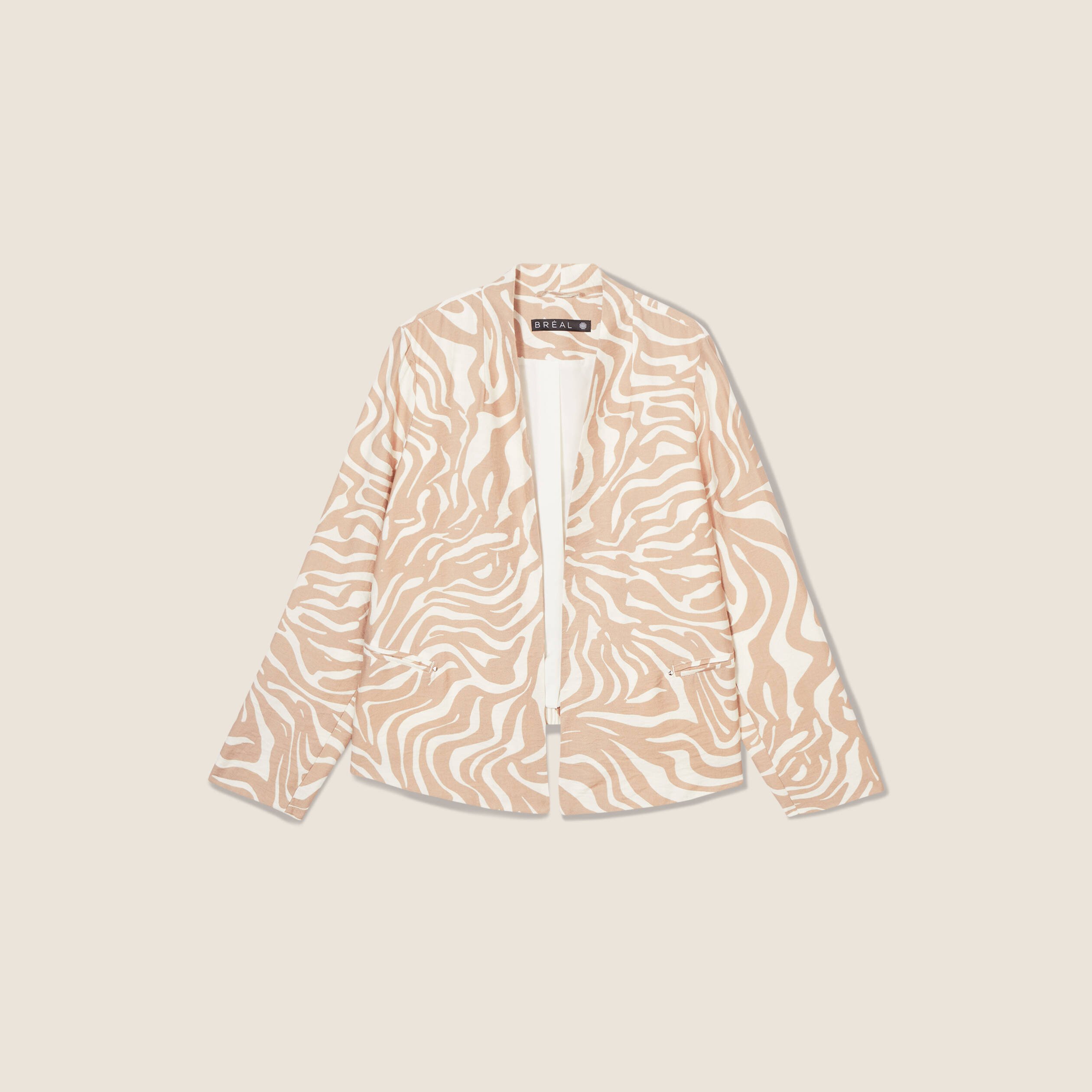 veste droite manches longues beige femme Veste droite manches longues beige femme