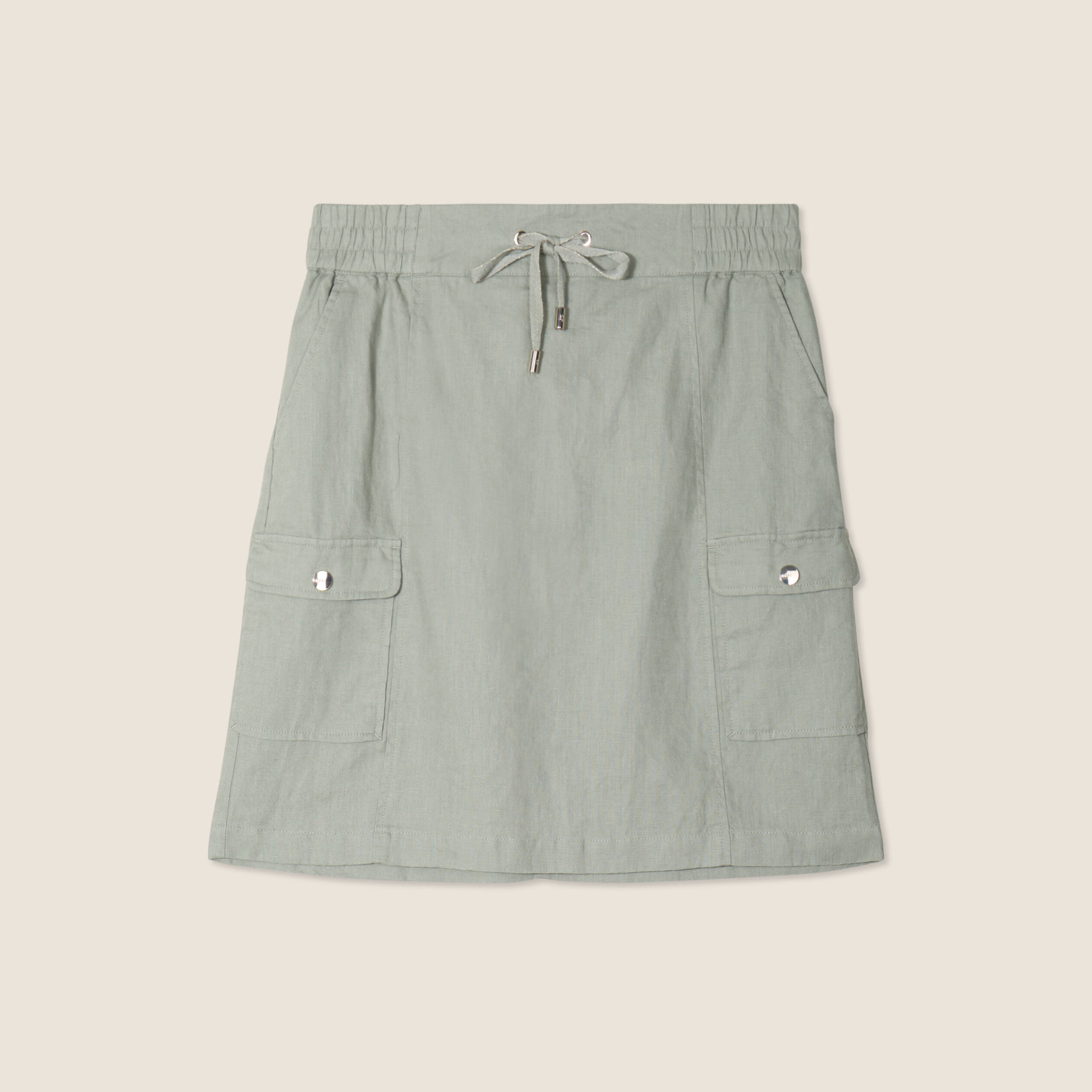 Jupe droite poches côtés vert clair femme