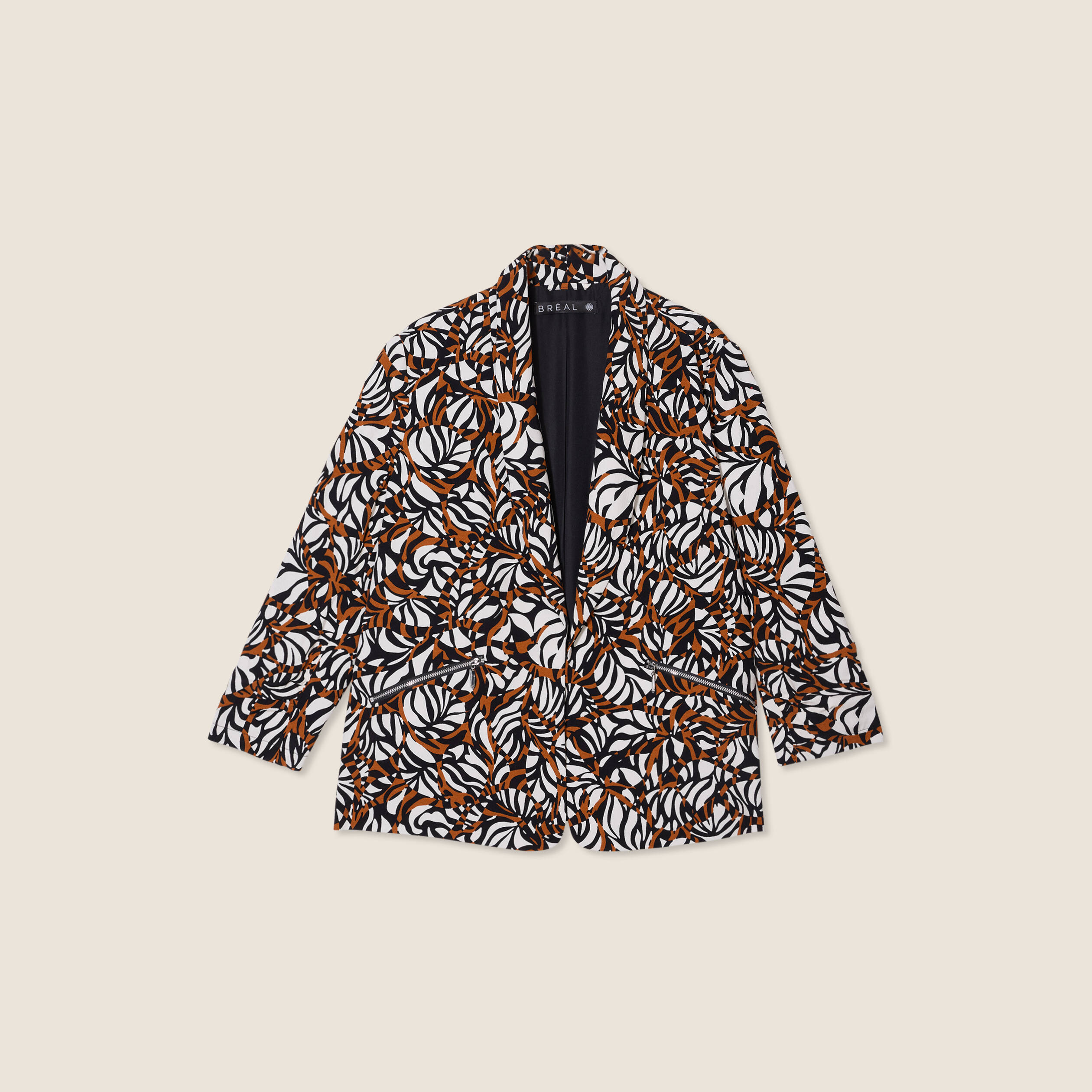 Veste tailleur col ch&acirc;le marron femme