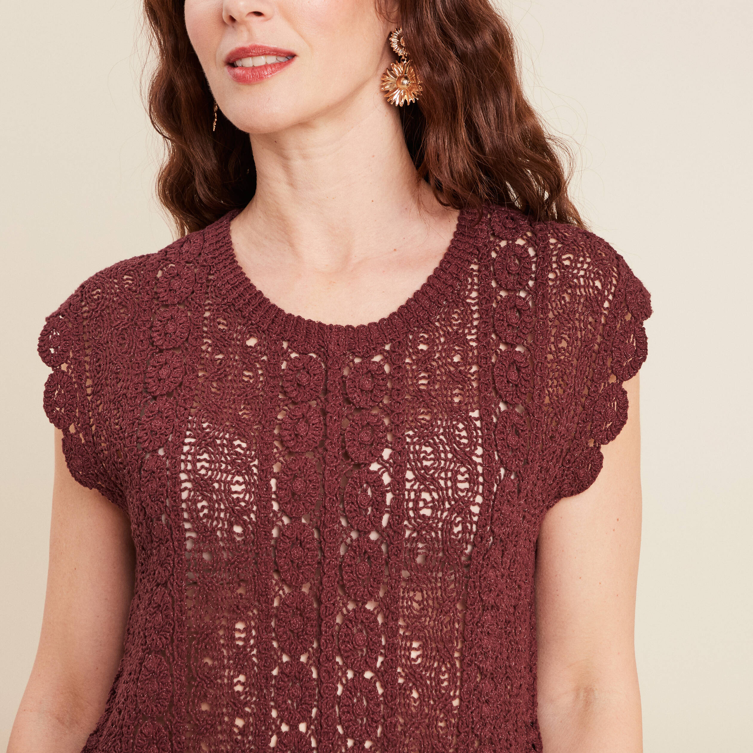 debardeur macrame bordeaux femme Débardeur macramé bordeaux femme