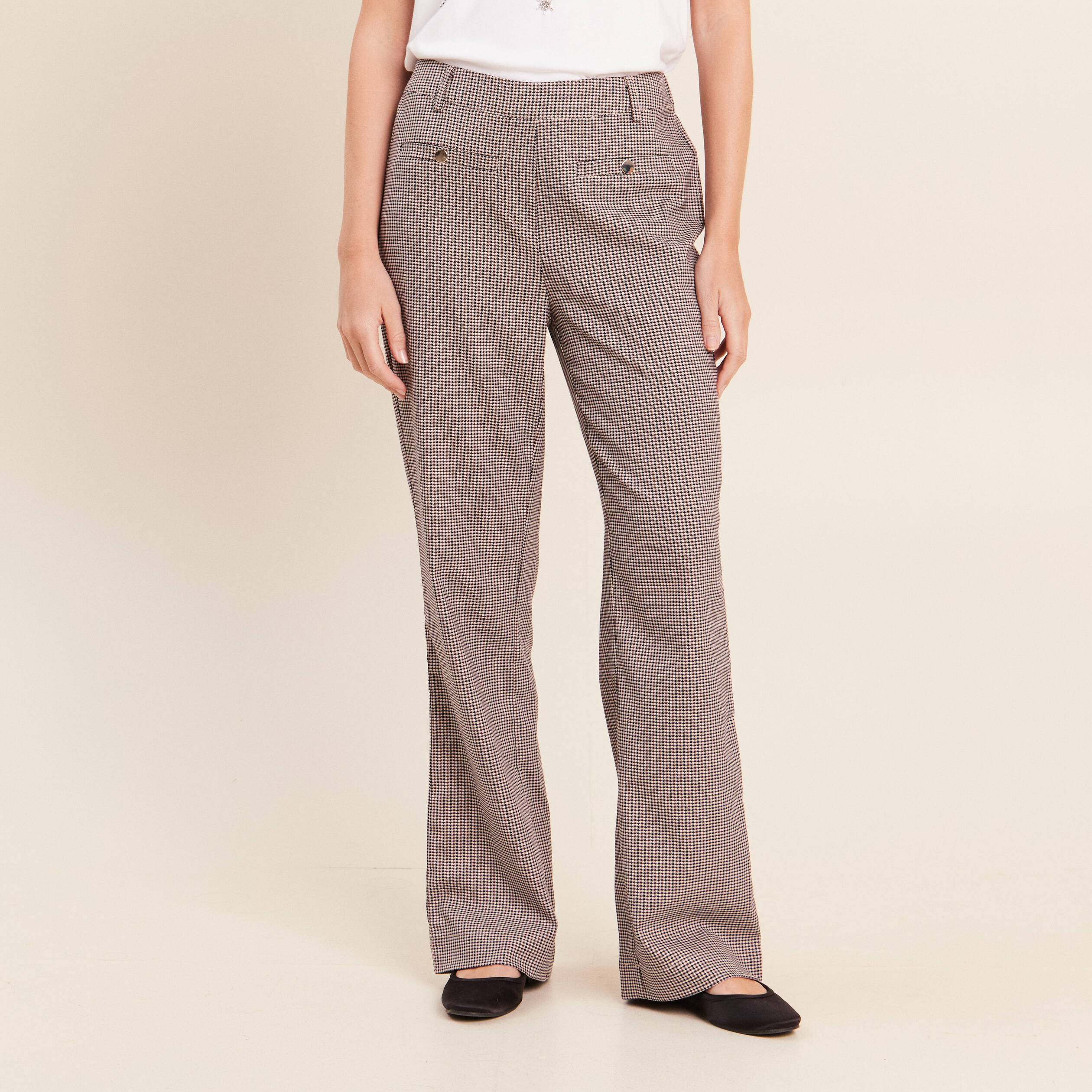 Pantalon 7/8e taille standard marron femme