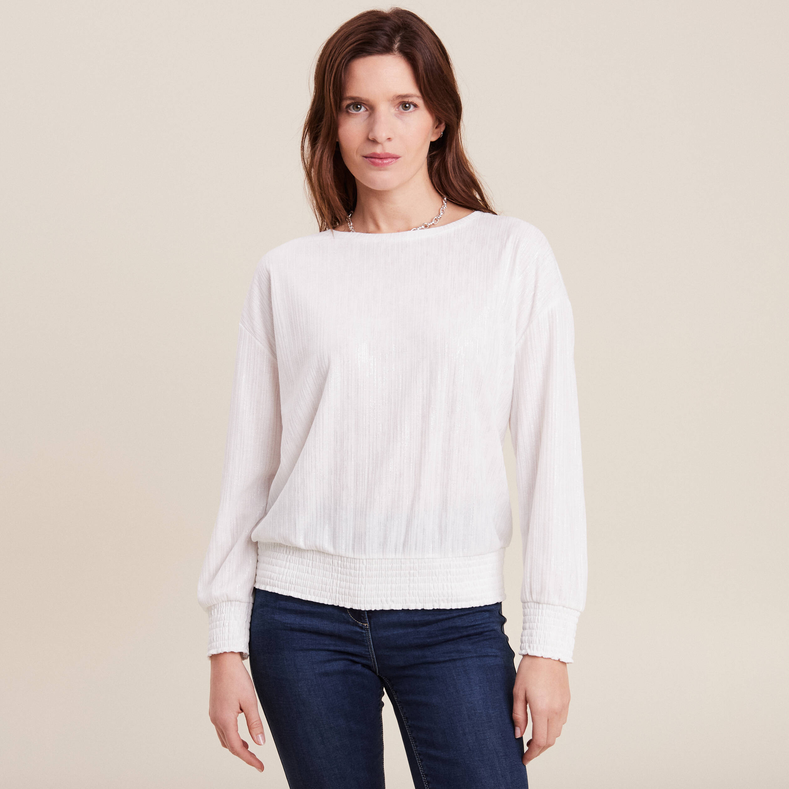 t shirt manches longues ecru femme T-shirt manches longues ecru femme