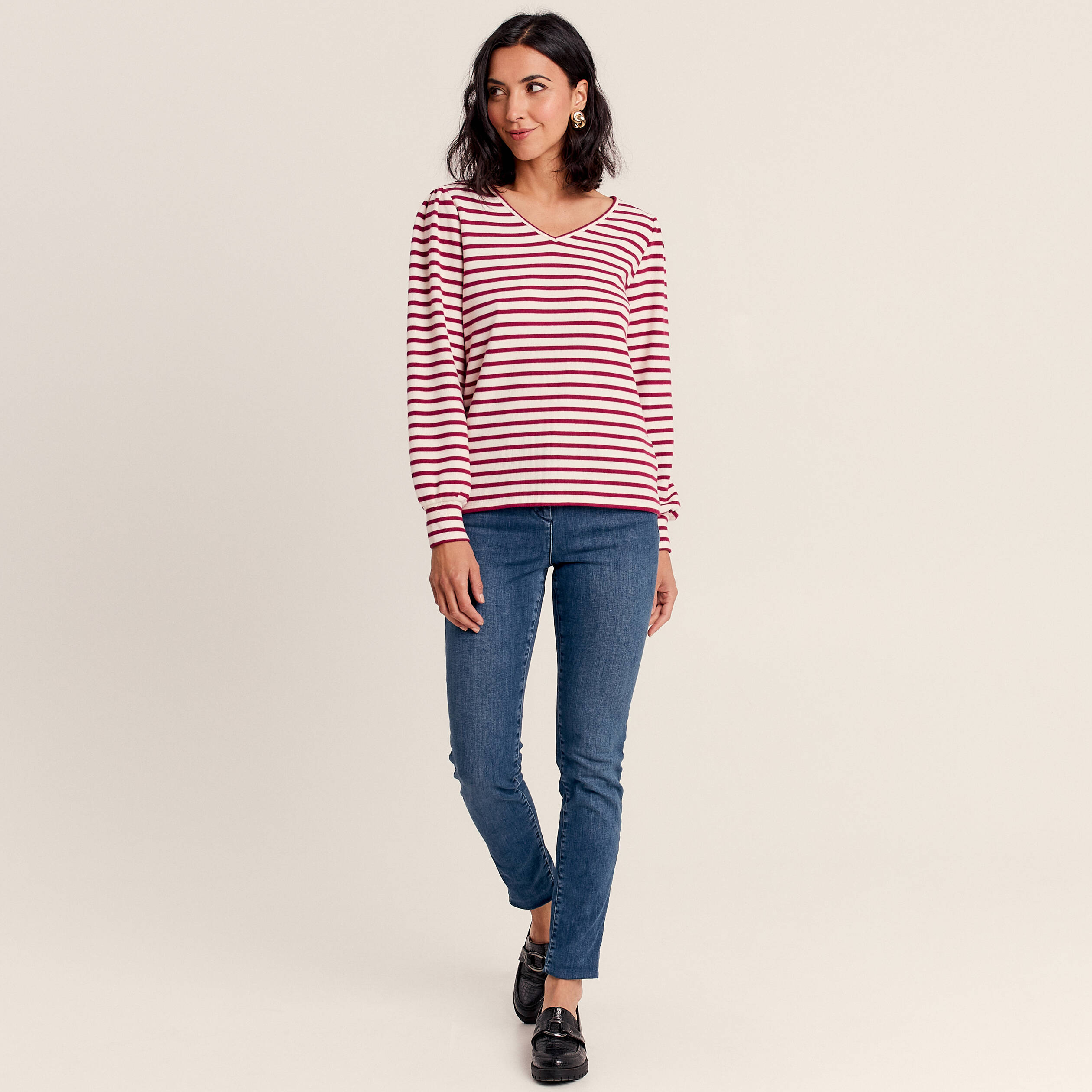 T-shirt manches longues rose fushia femme