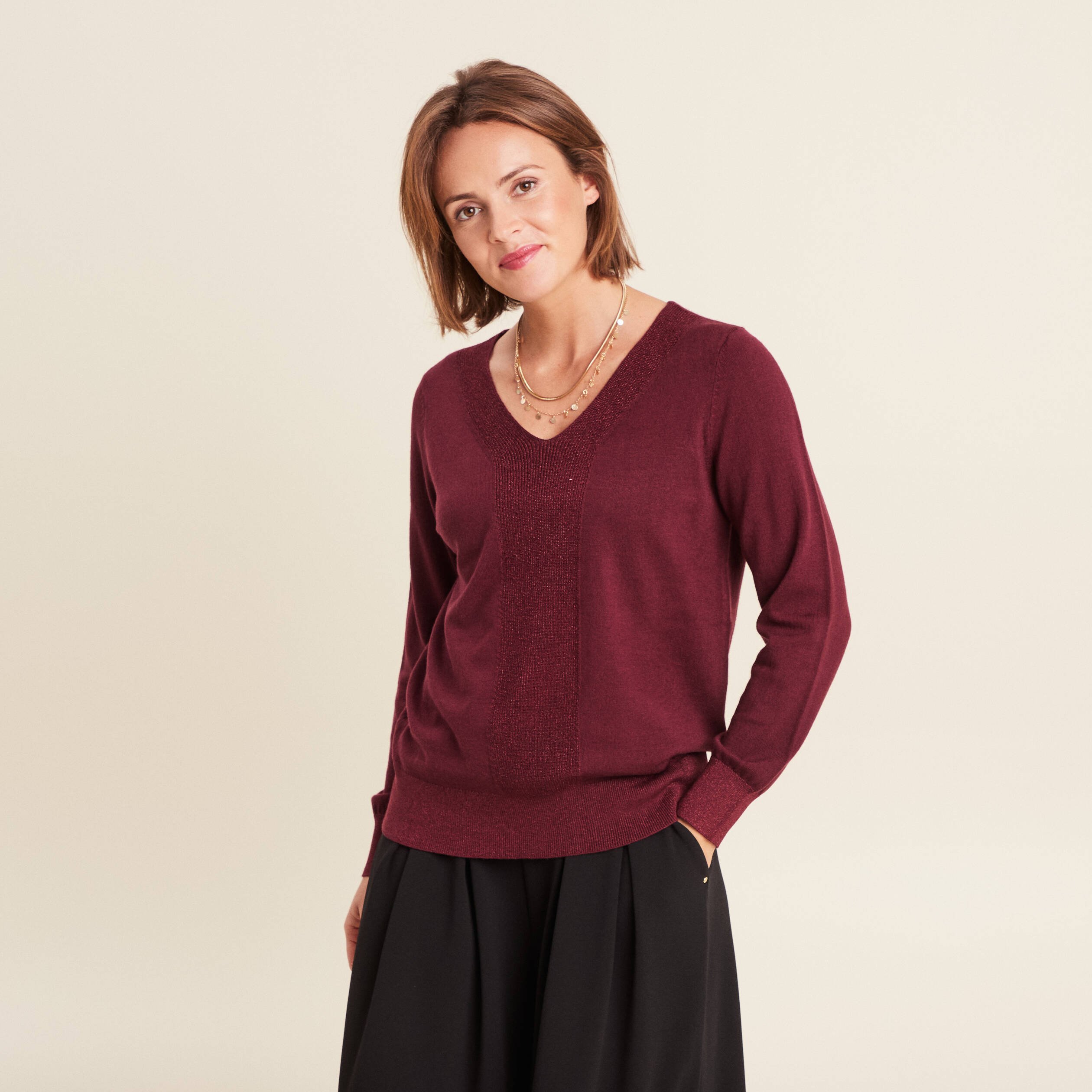pull manches longues bordeaux femme Pull manches longues bordeaux femme