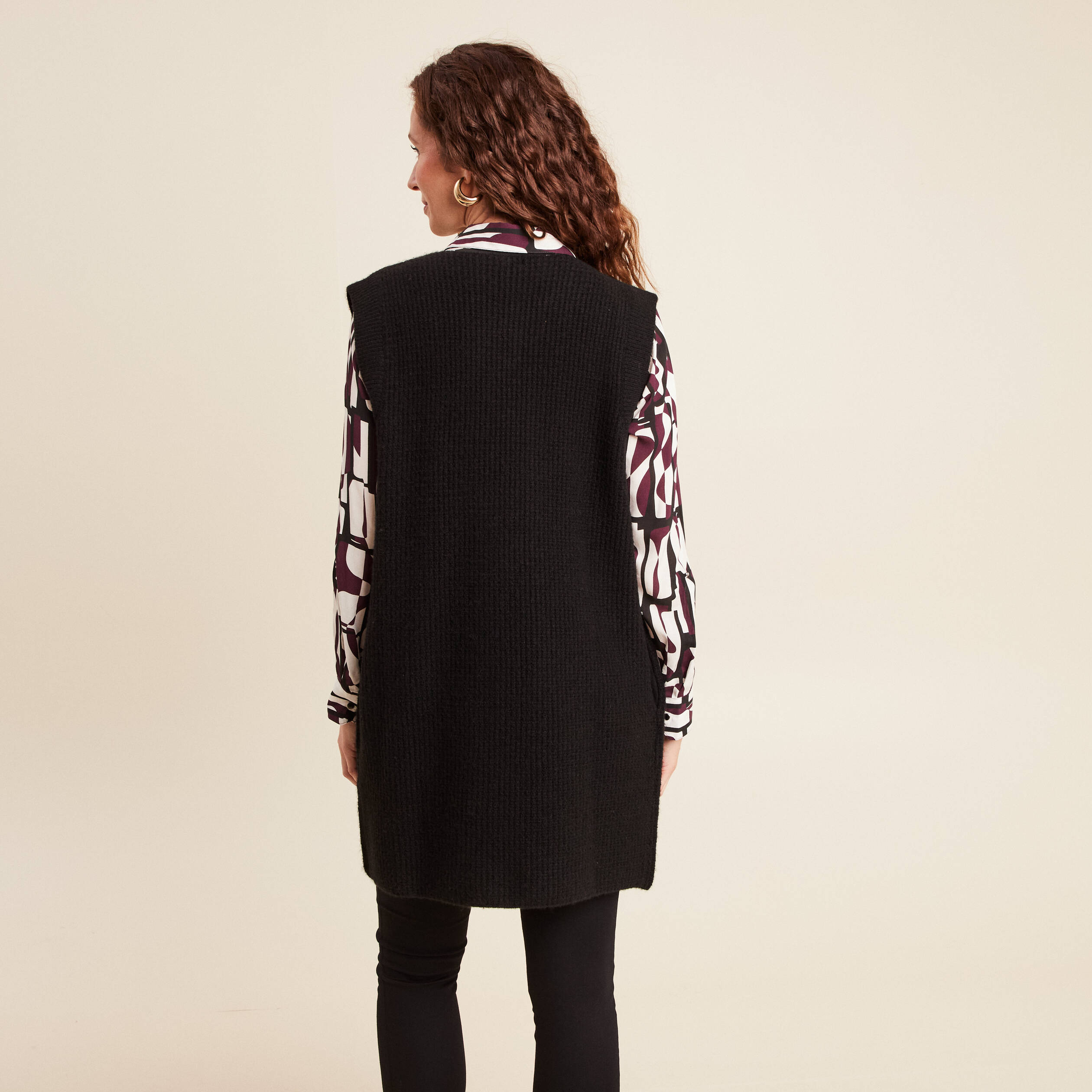 Jacqueline Riu Gilet noir avec fermeture brillante multicolore Noir