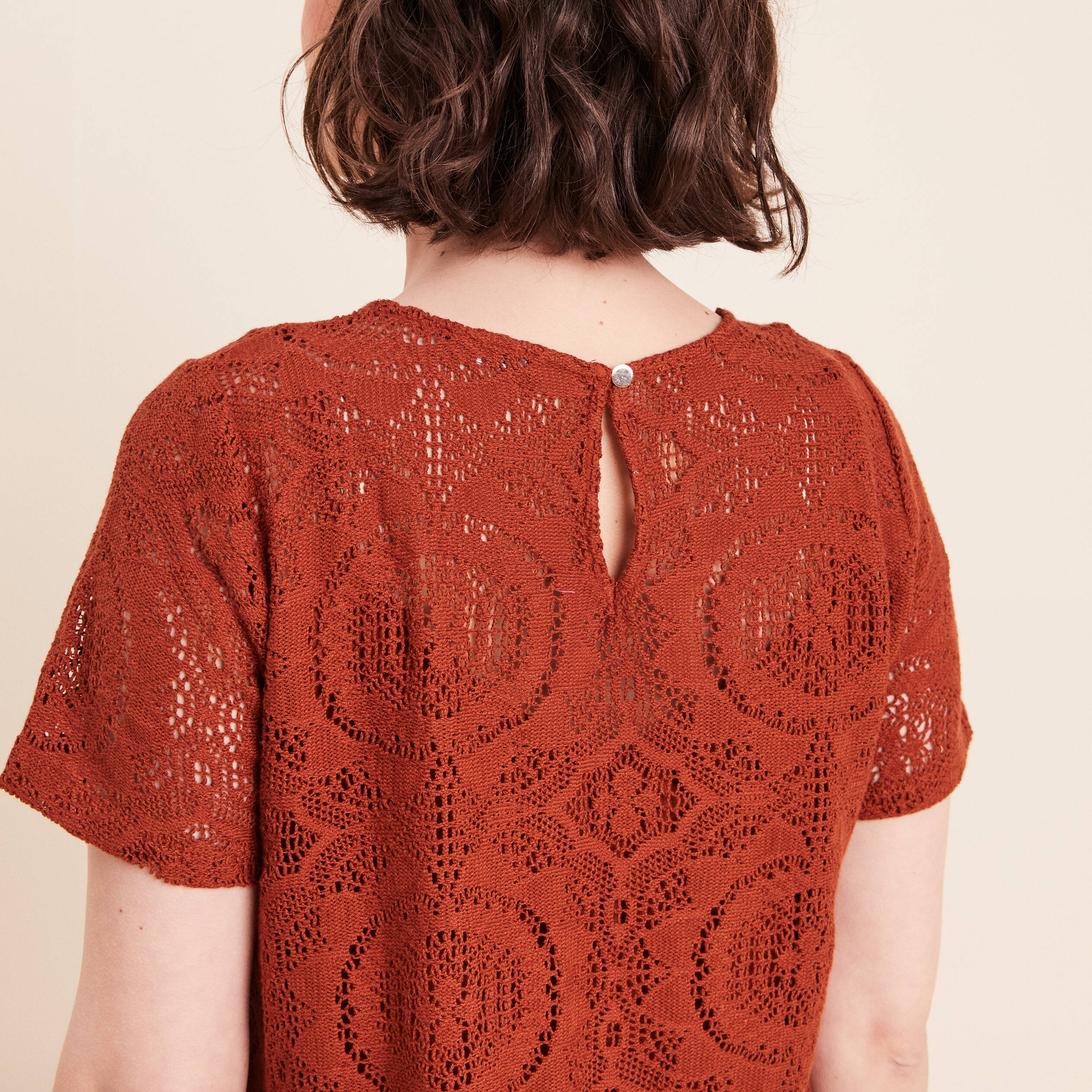 Robe 2 en 1 col rond marron fonc&eacute; femme