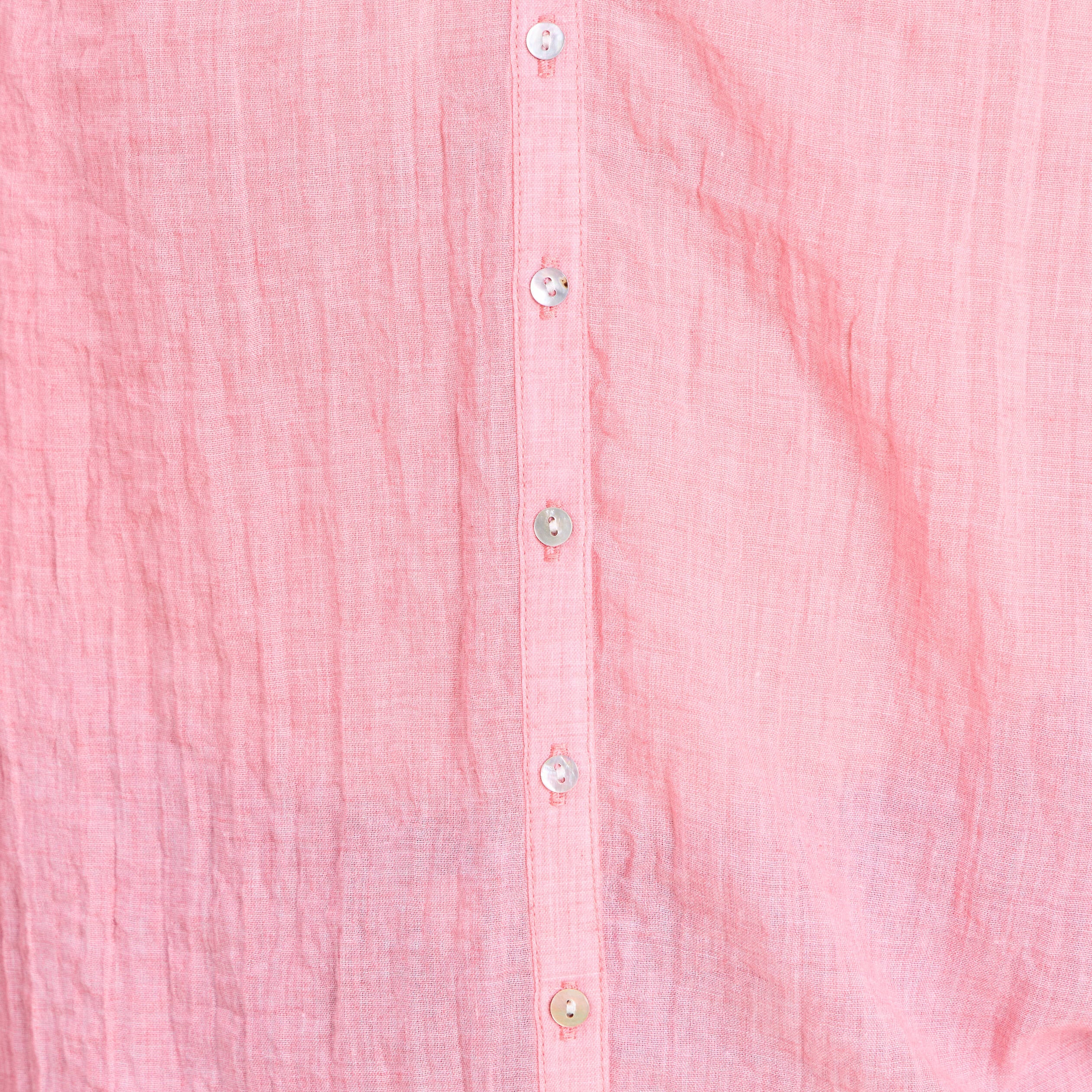 Chemise ample col v manches longues rose femme