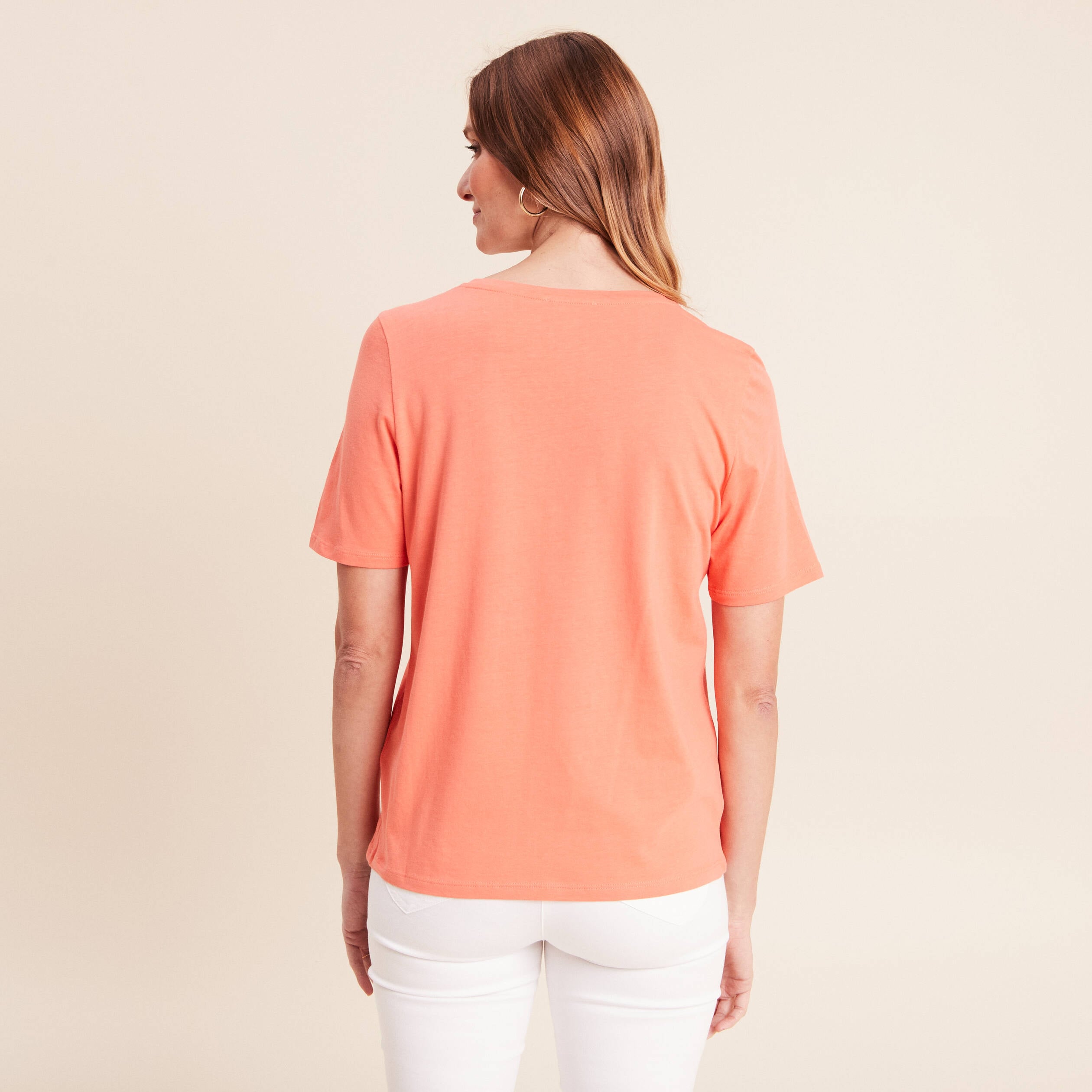 T-shirt manches courtes orange fluo femme