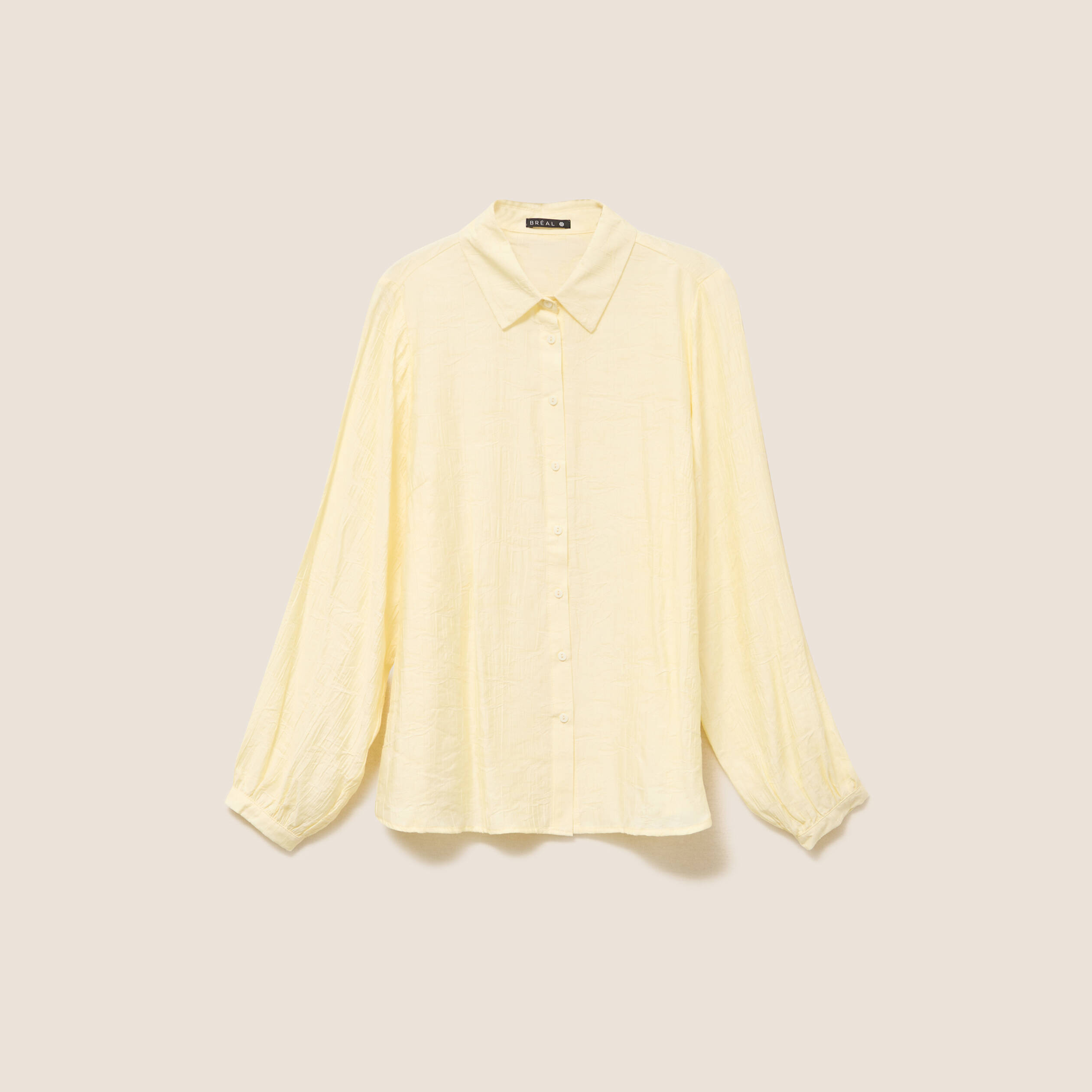 Chemise fluide manches longues jaune pastel femme