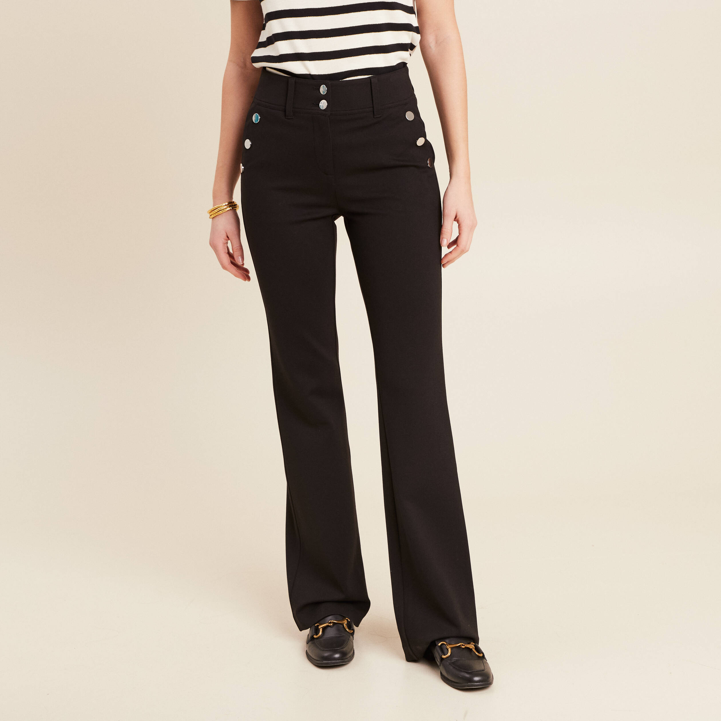 pantalon bootcut a pont noir femme Pantalon bootcut à pont noir femme