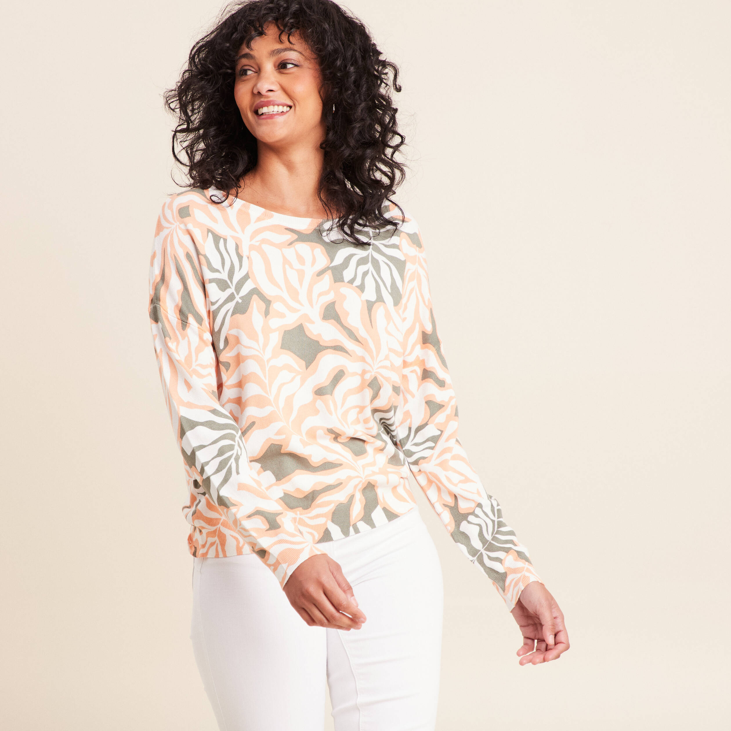 Pull manches longues vert femme