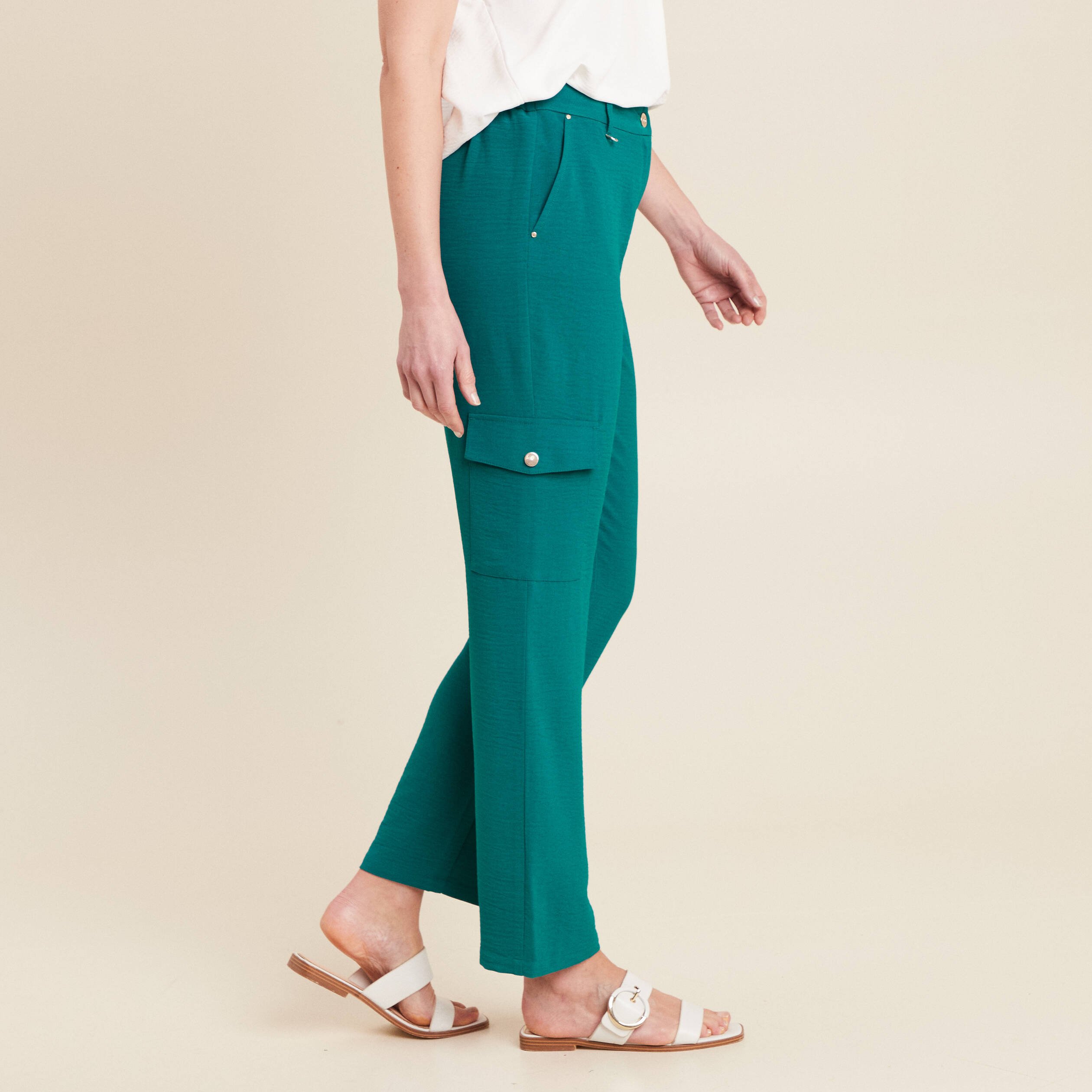 pantalon flou cargo 78eme vert femme Pantalon flou cargo 7/8ème vert femme