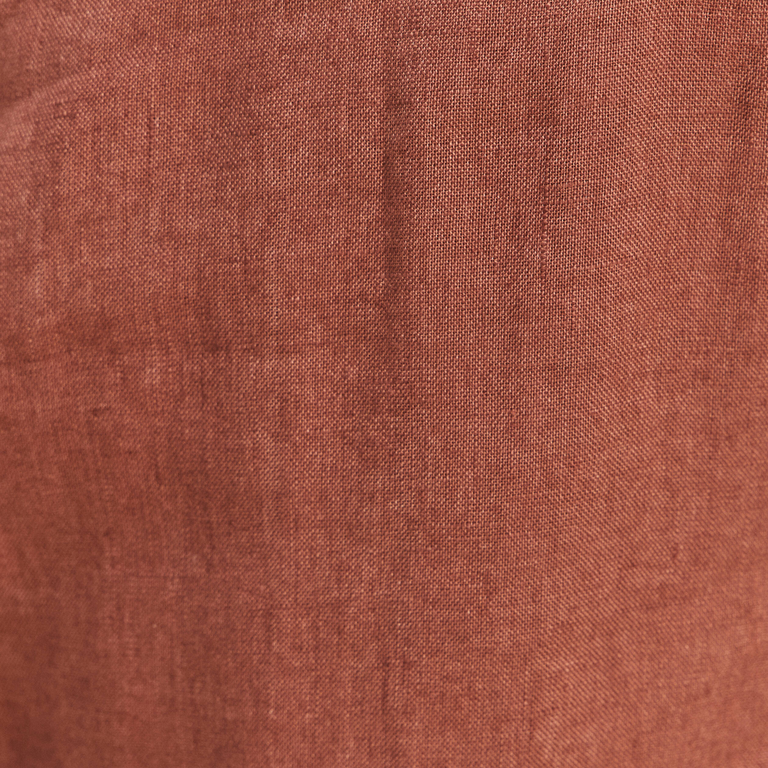 Pantalon coupe chino en lin ceintur&eacute; marron fonc&eacute; femme