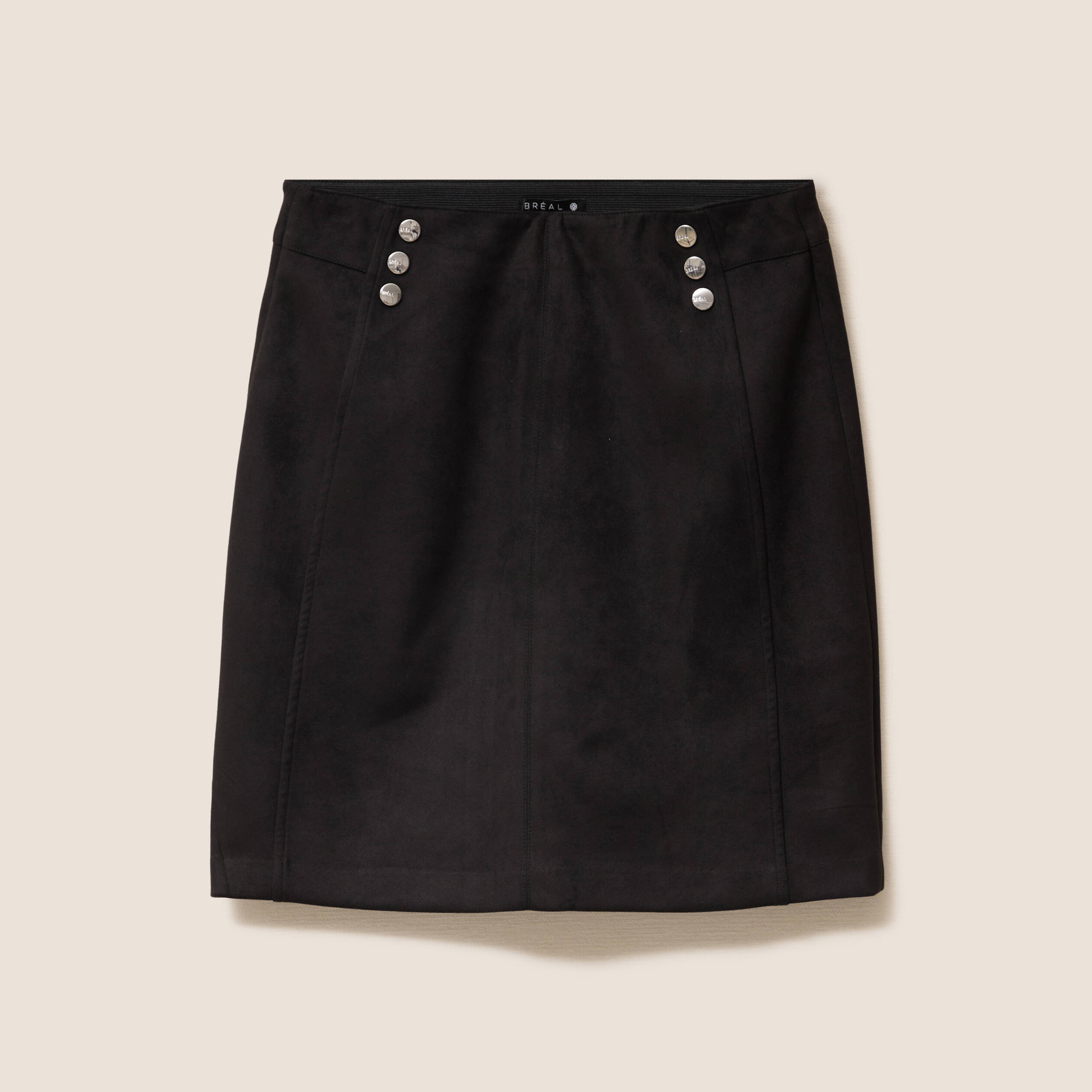 Jupe droite su&eacute;dine noir femme