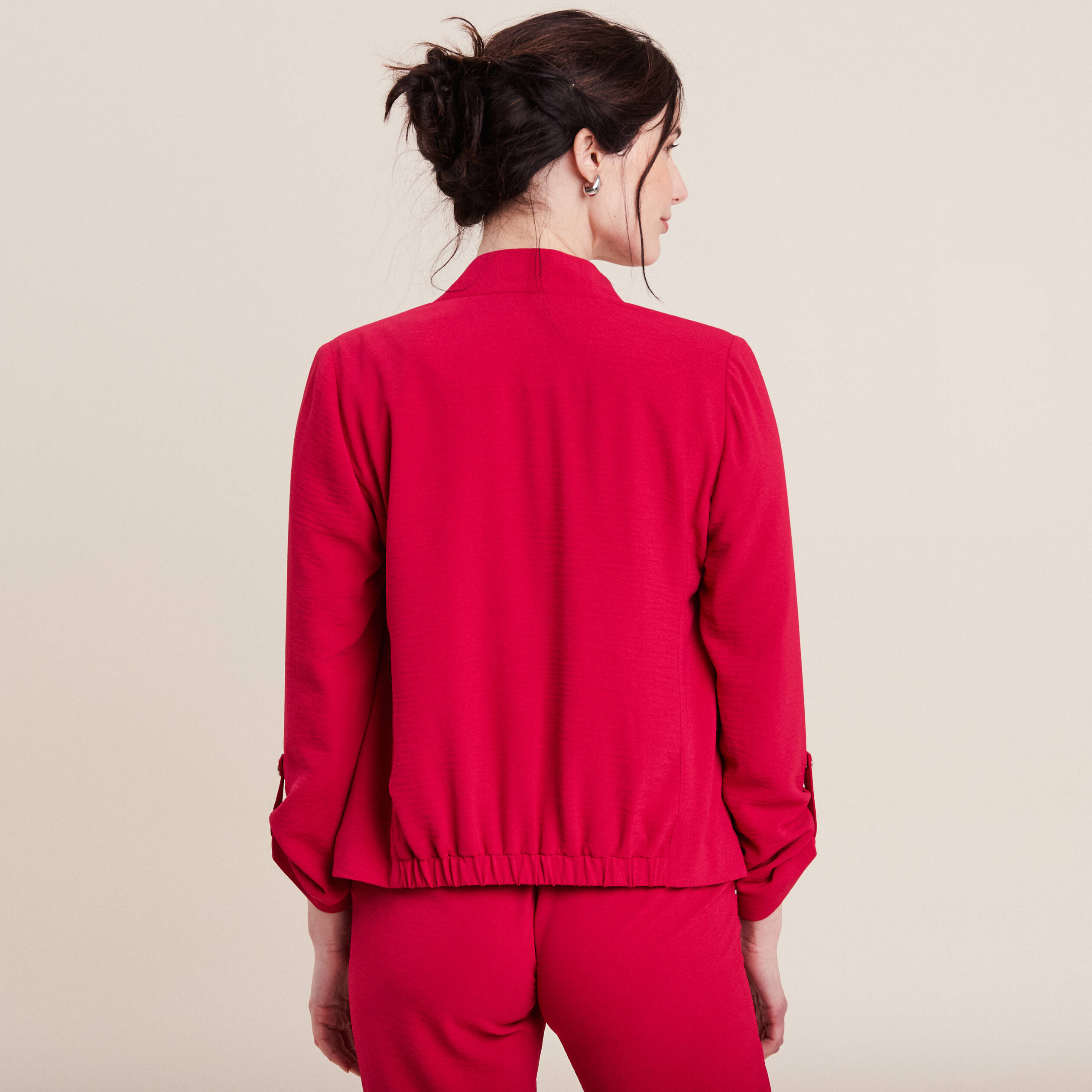 veste droite fluide rose cerise femme Veste droite fluide rose cerise femme