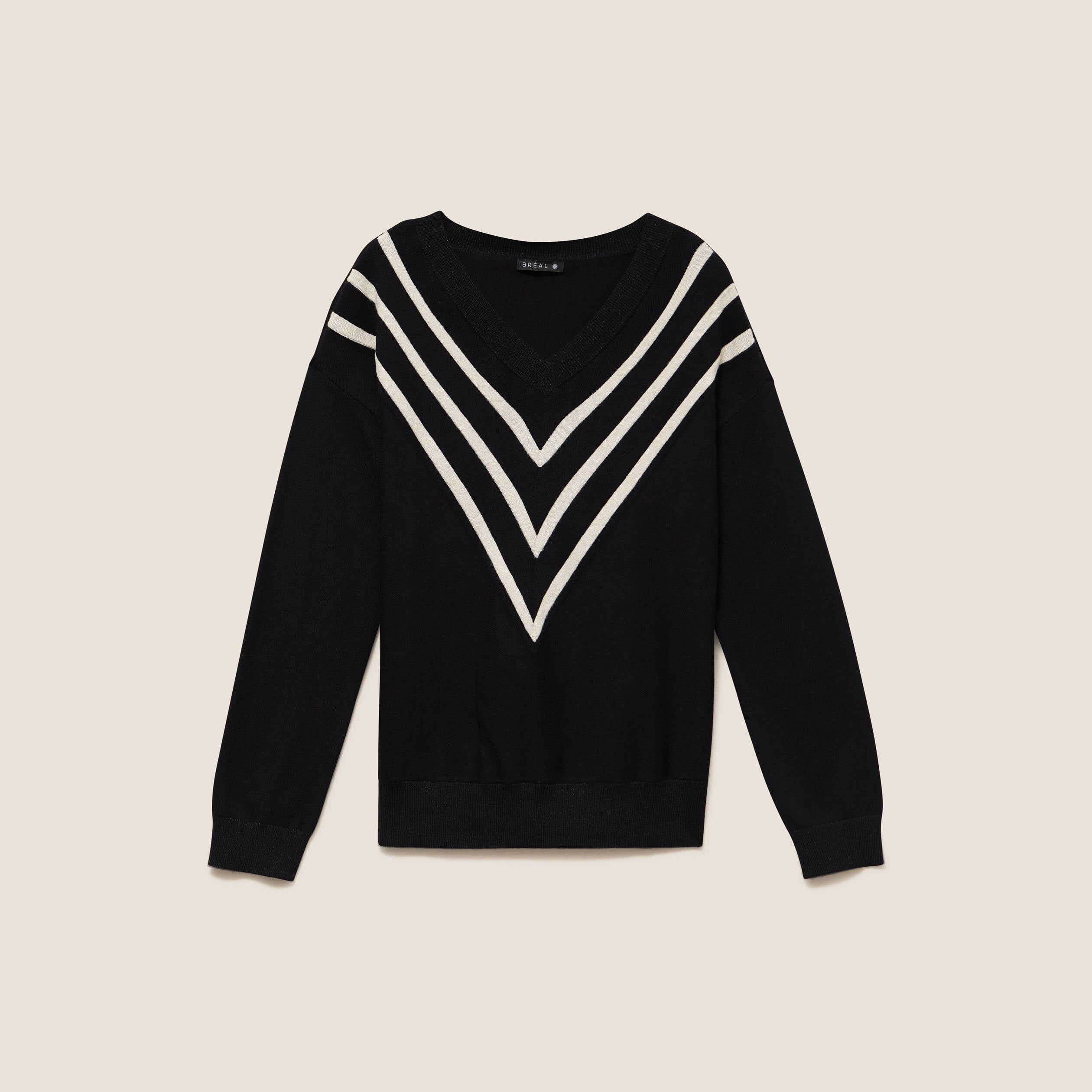 Pull col v noir femme