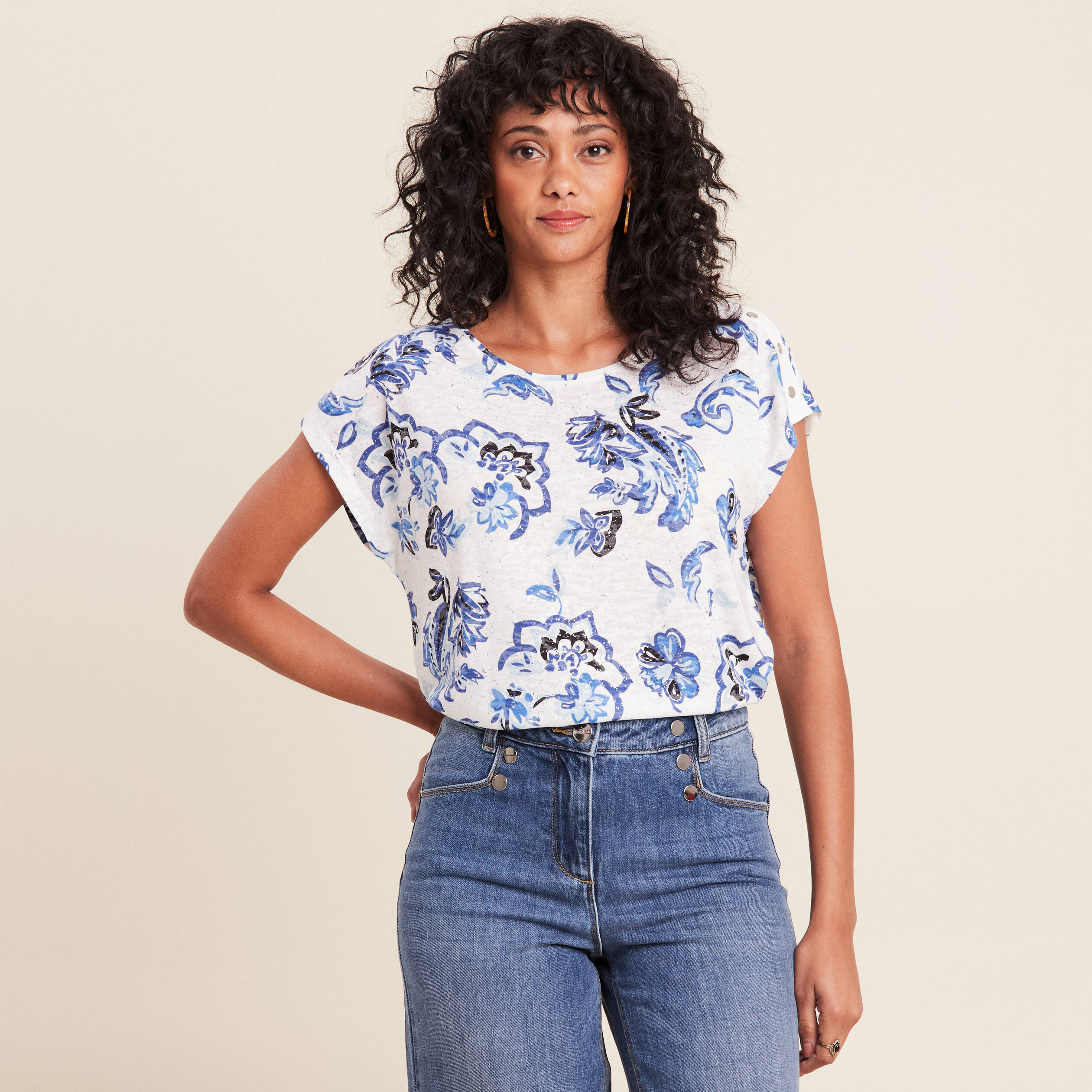 t shirt manches courtes ecru femme T-shirt manches courtes ecru femme