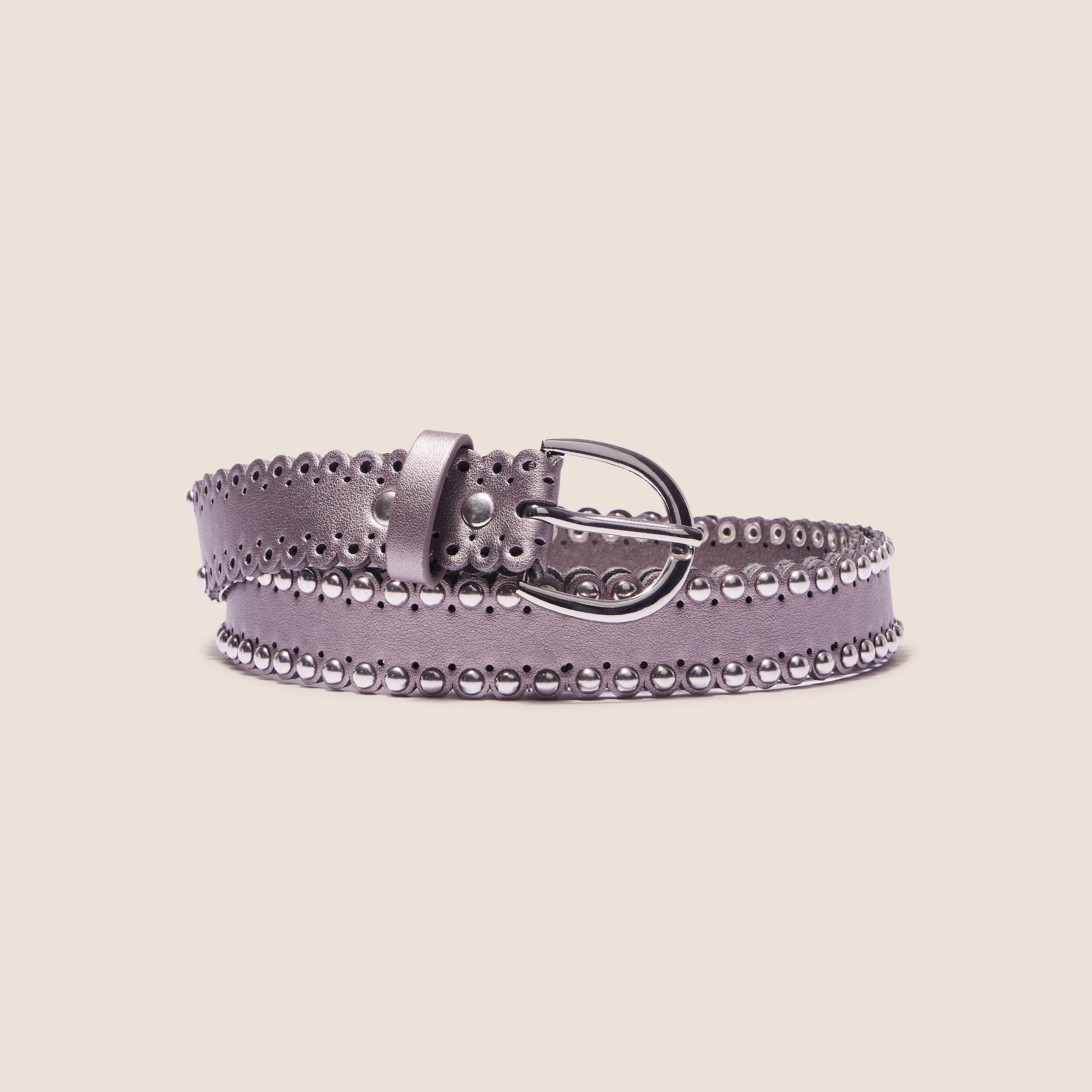 ceinture metallisee avec clous couleur argent femme Ceinture métallisée avec clous couleur argent femme