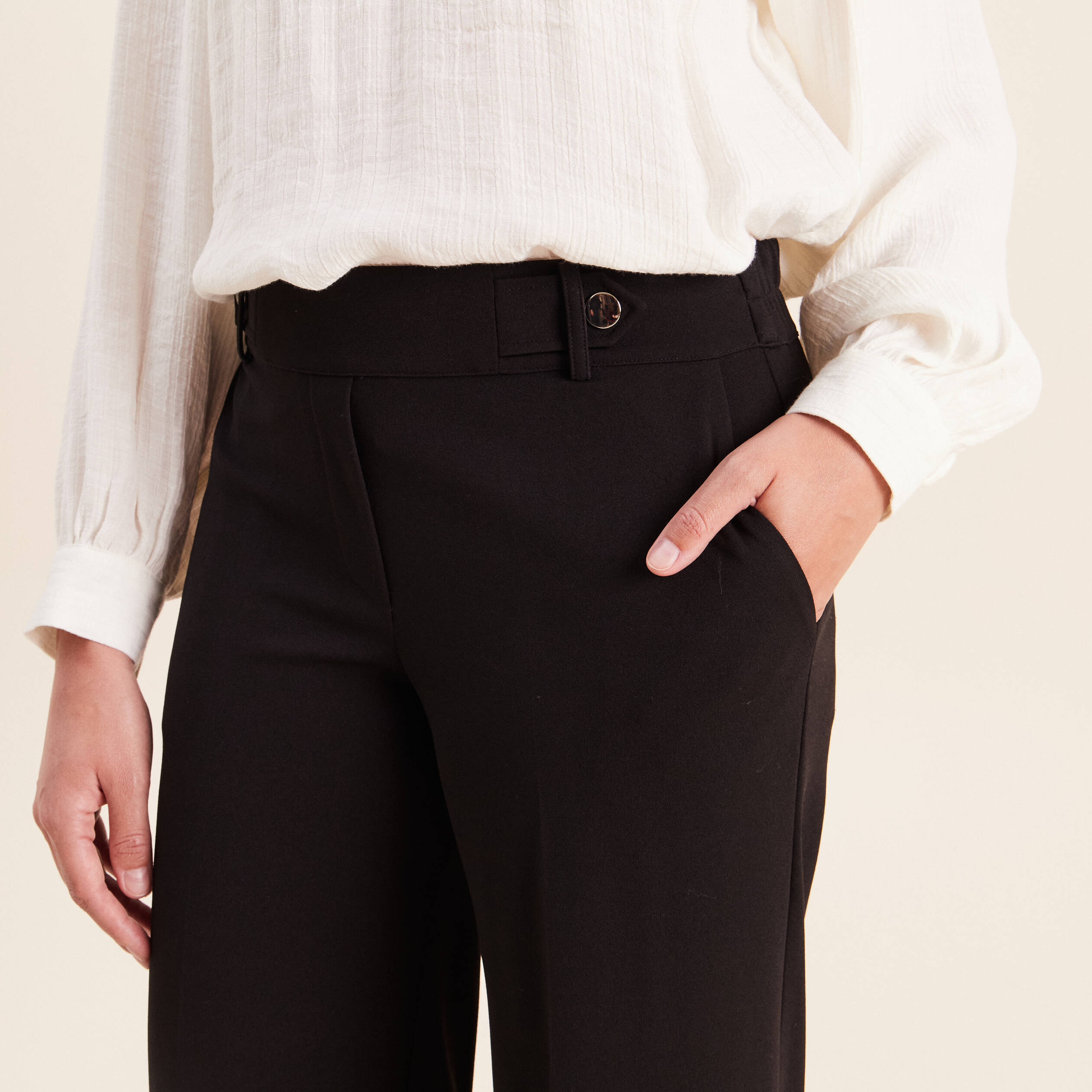 Pantalon taille haute noir femme