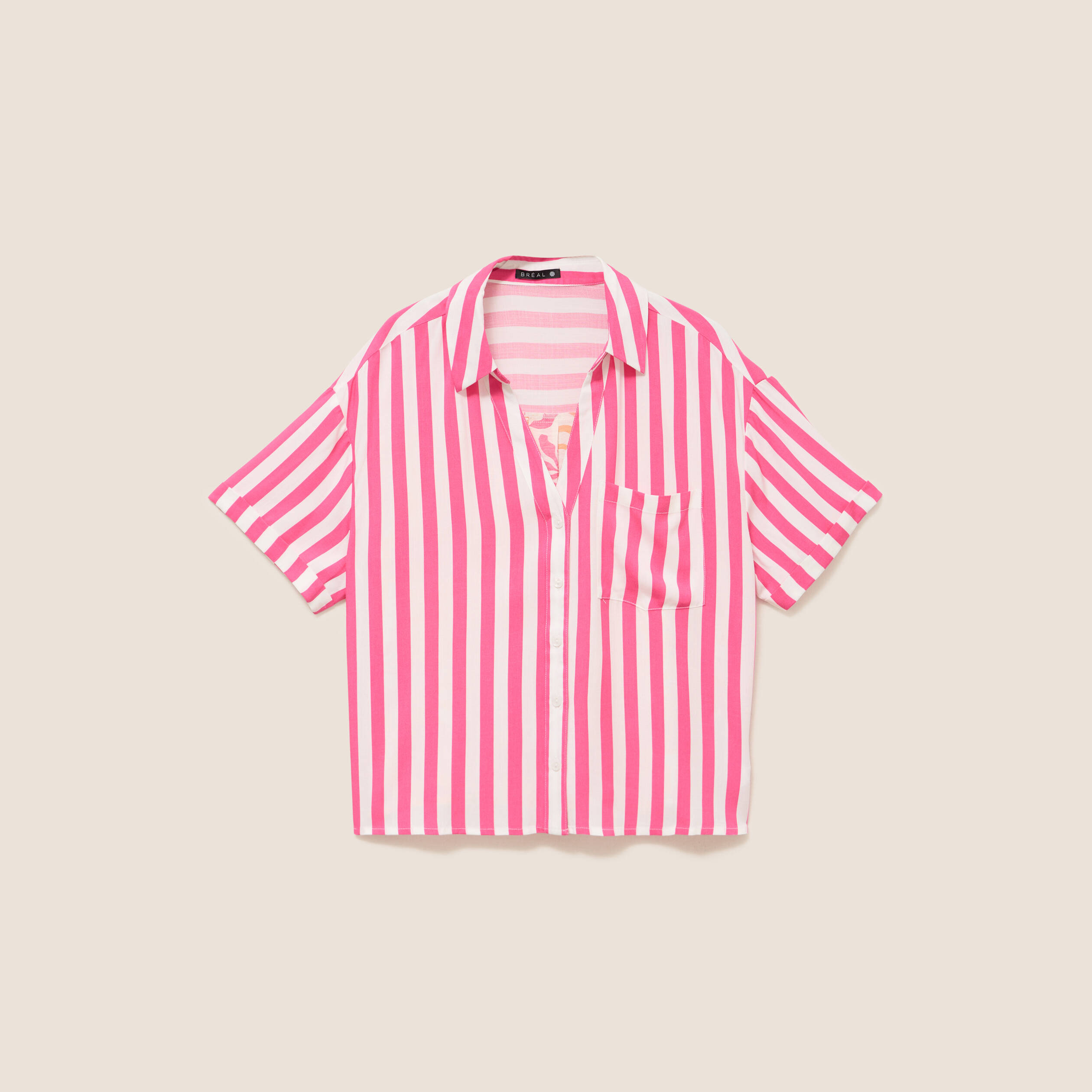 Chemise fluide manches courtes rose fushia femme