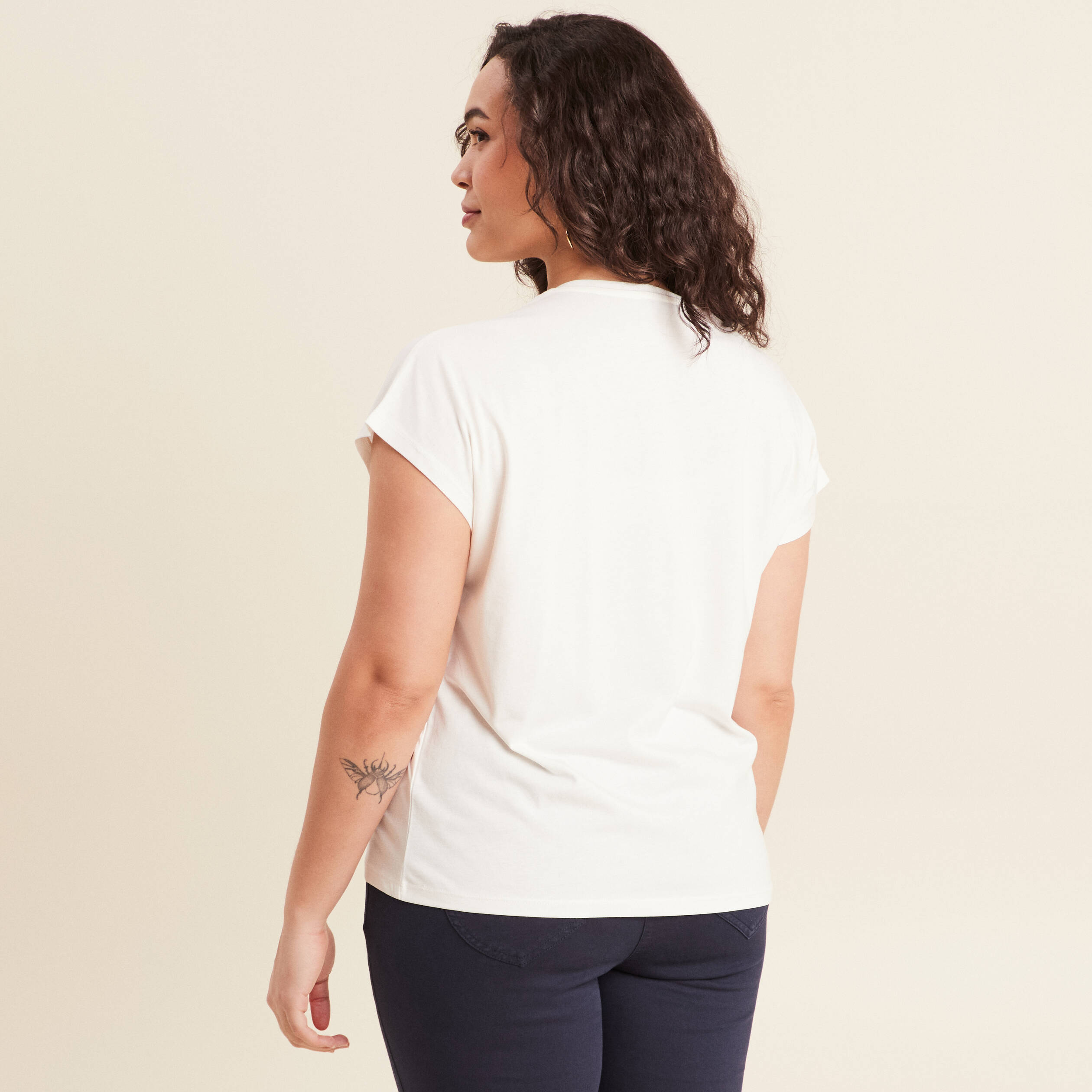 t shirt manches courtes ecru femme T-shirt manches courtes ecru femme