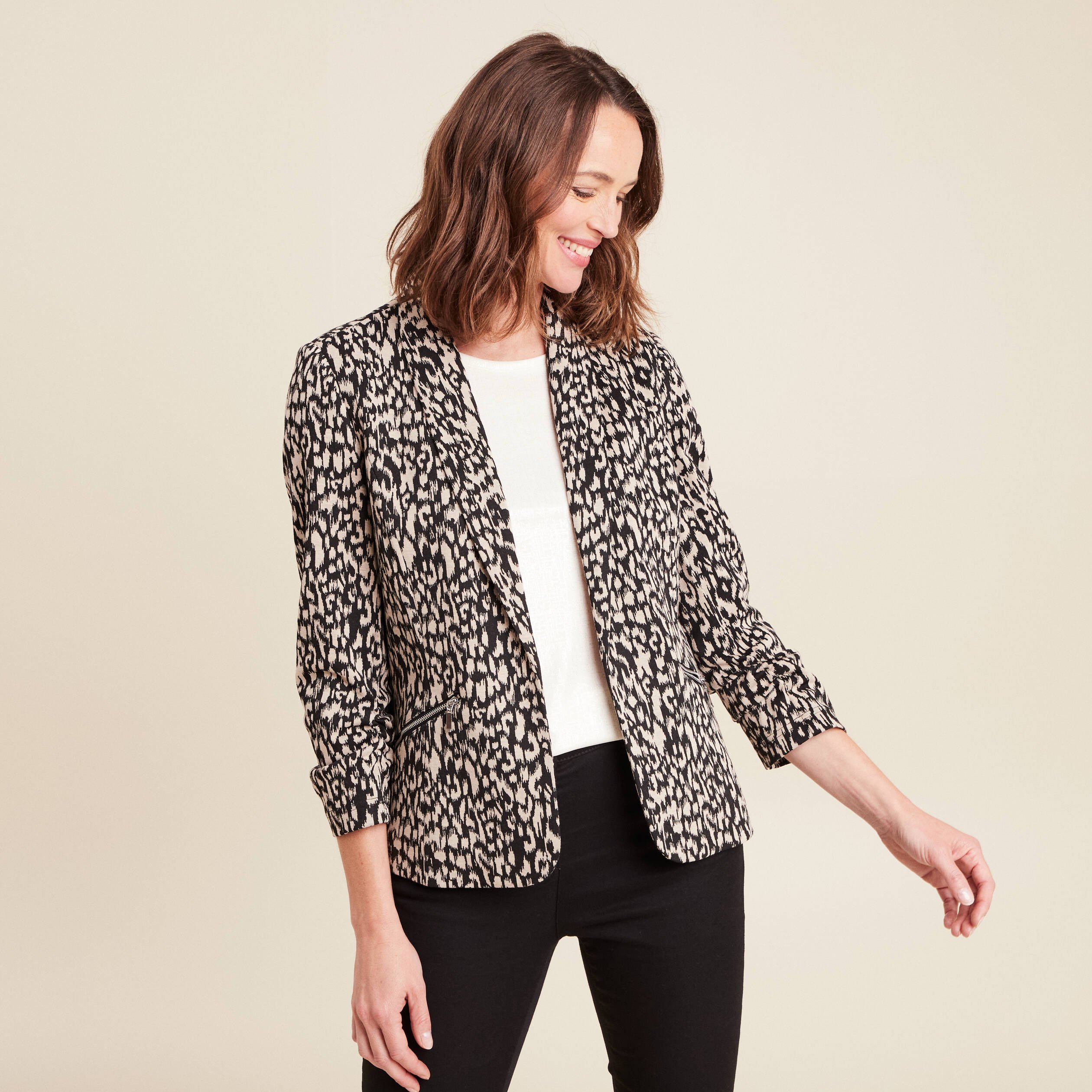 Veste cintrée col châle noir femme Vibs