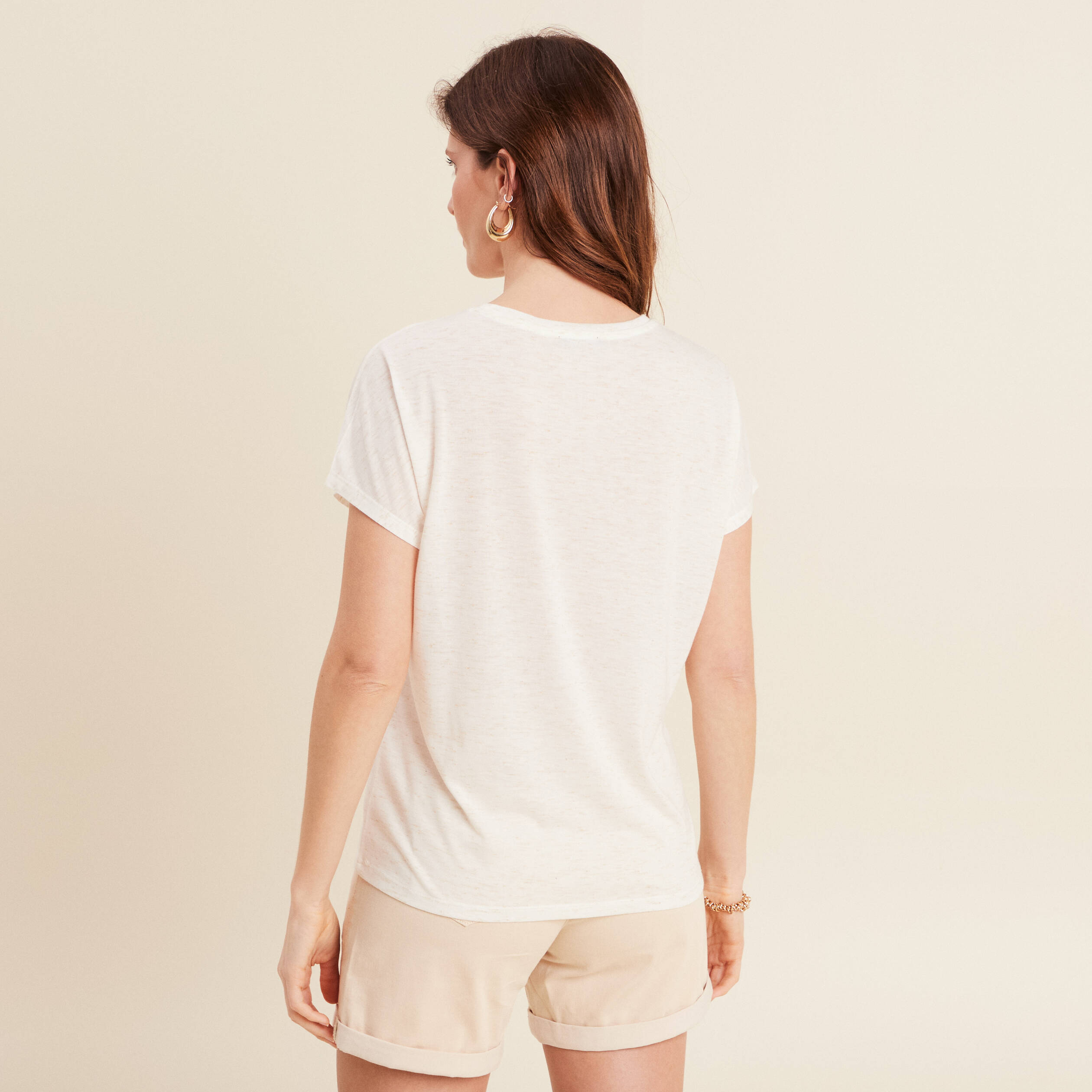 t shirt manches courtes ecru femme T-shirt manches courtes ecru femme