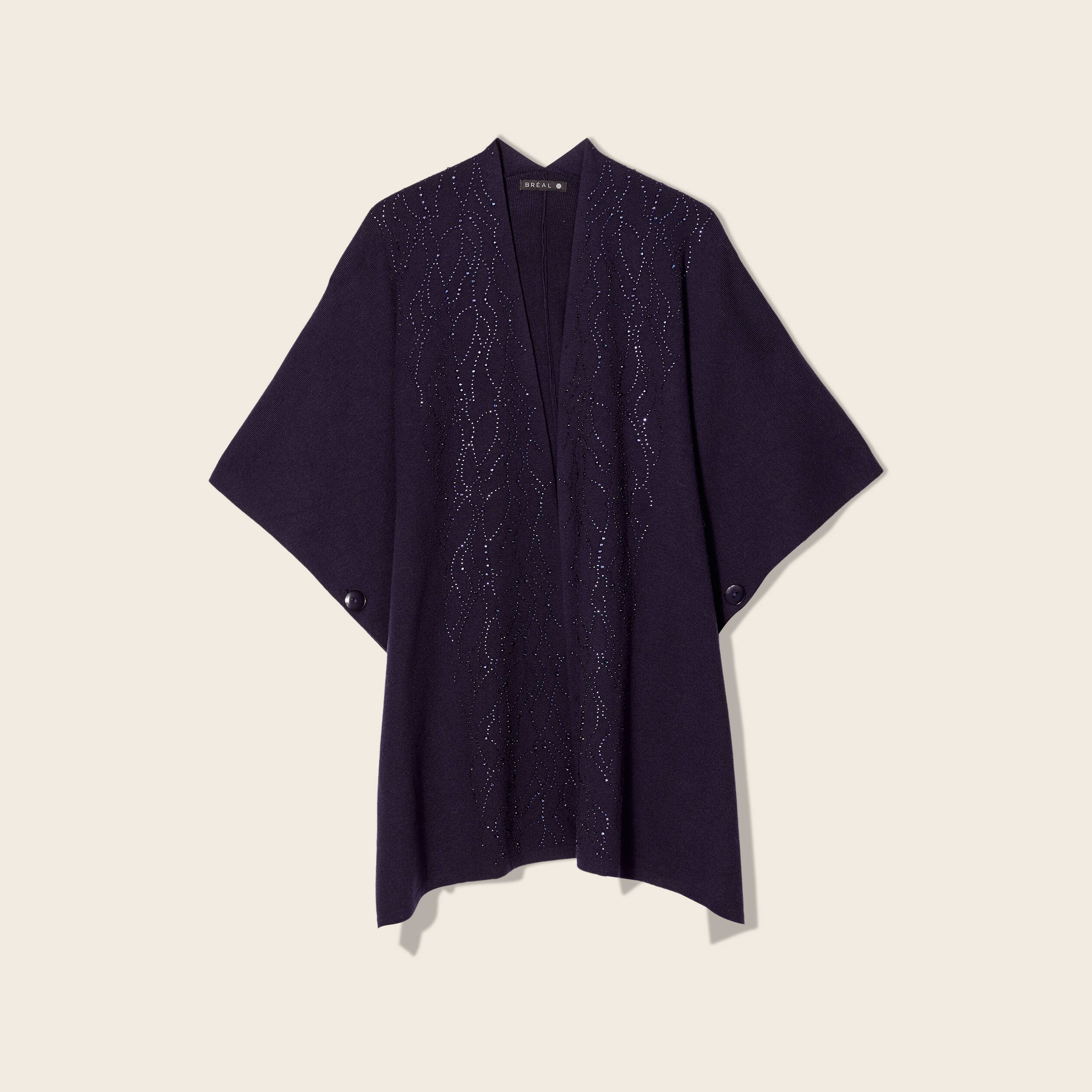 Poncho avec strass bleu foncé femme