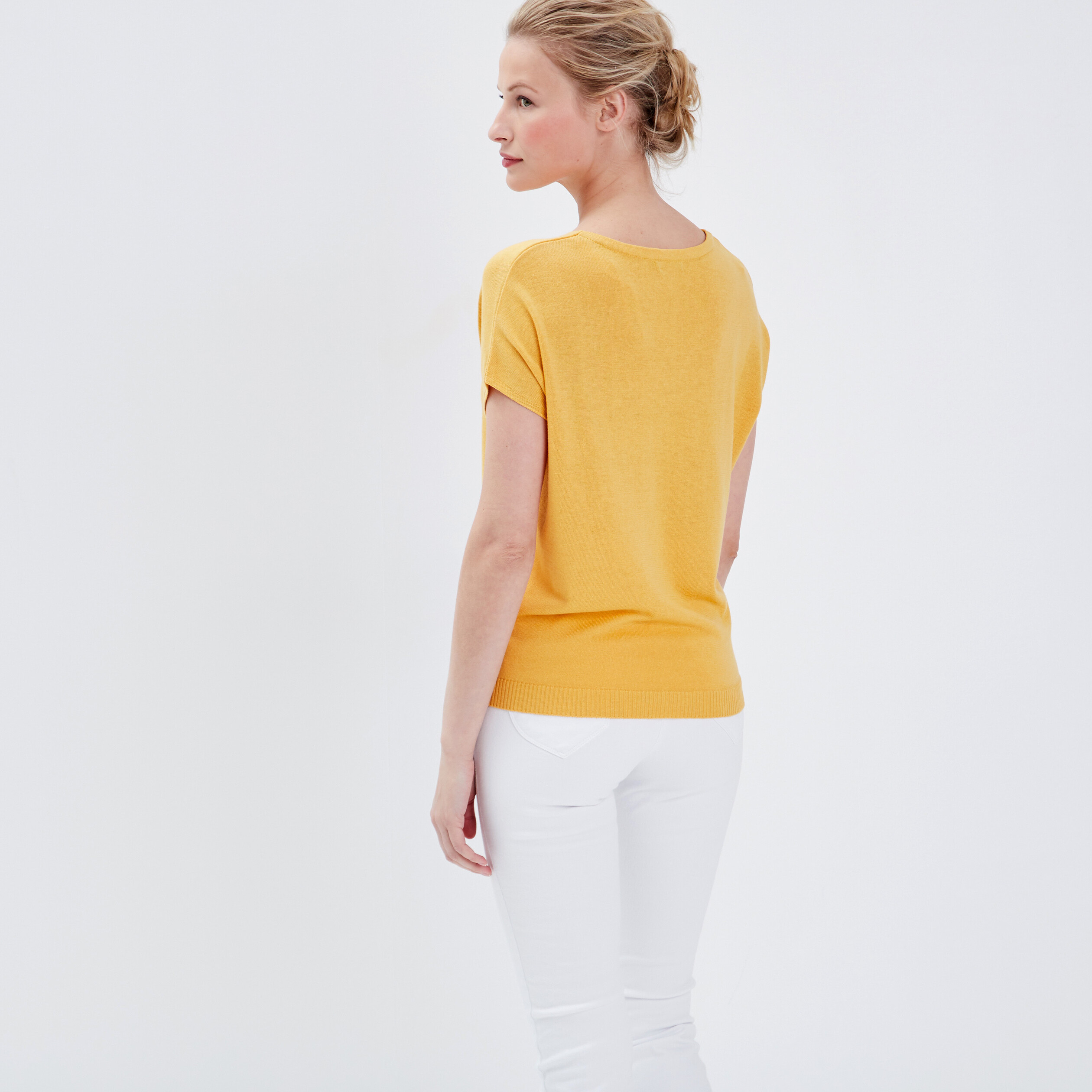 pull manches courtes jaune moutarde femme Pull manches courtes jaune moutarde femme