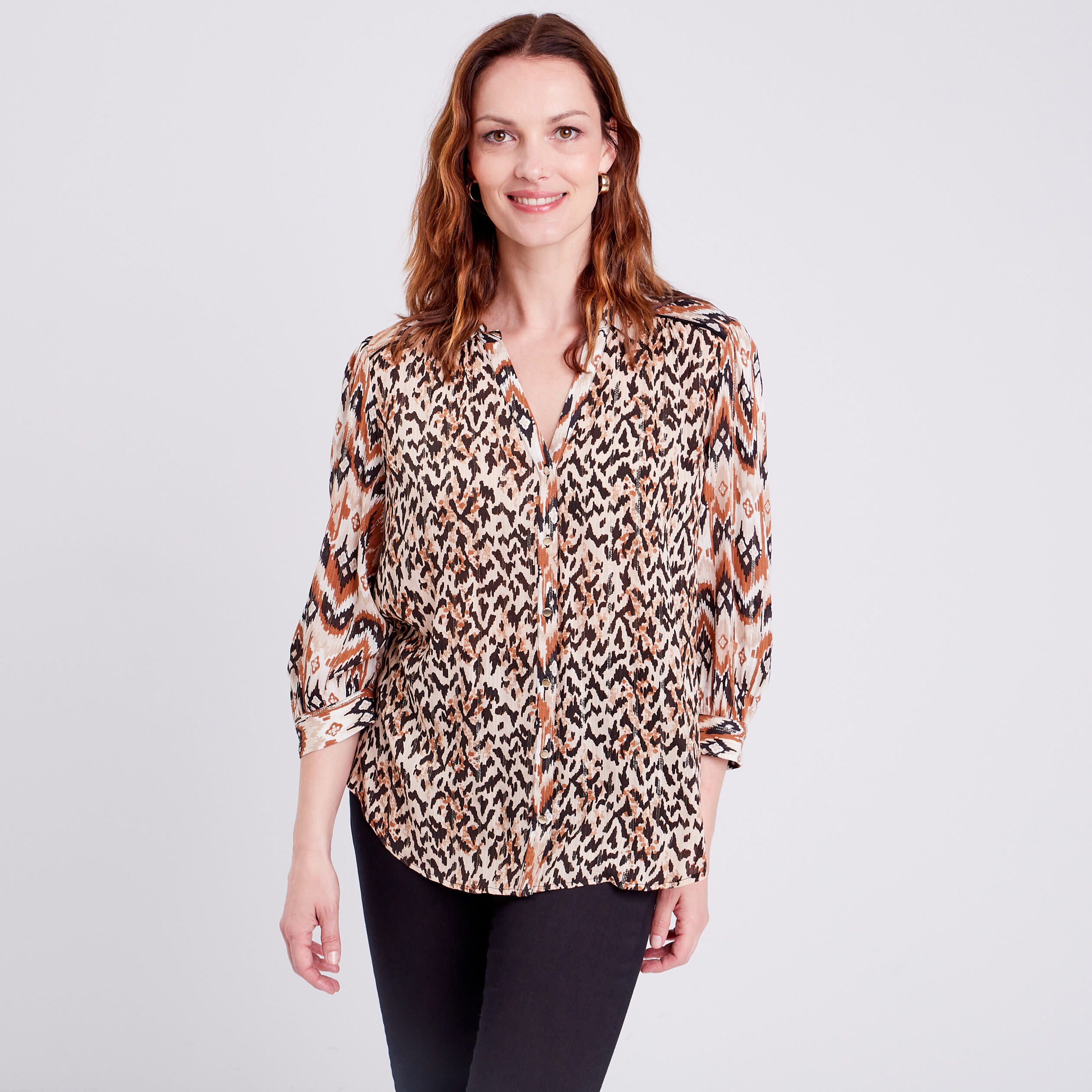 chemise manches longues beige femme Chemise manches longues beige femme