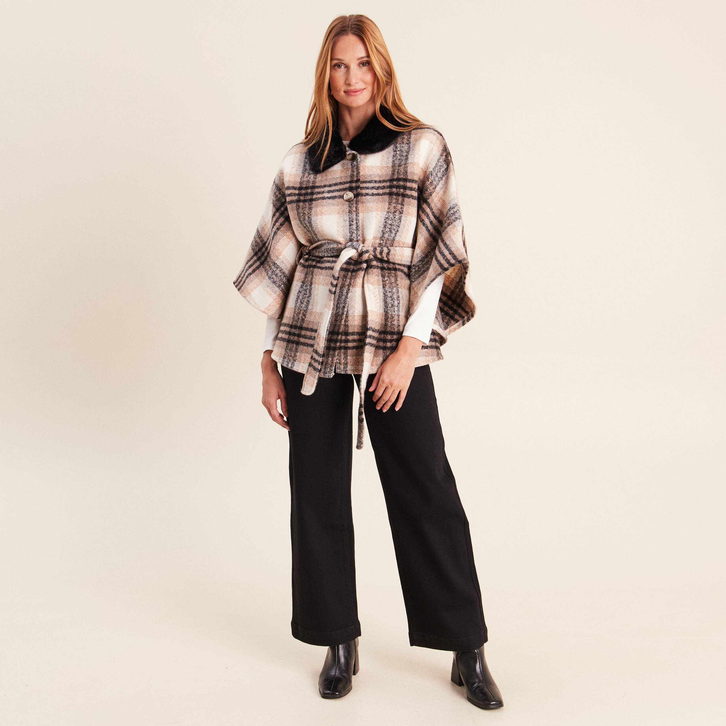 Poncho bordeaux femme
