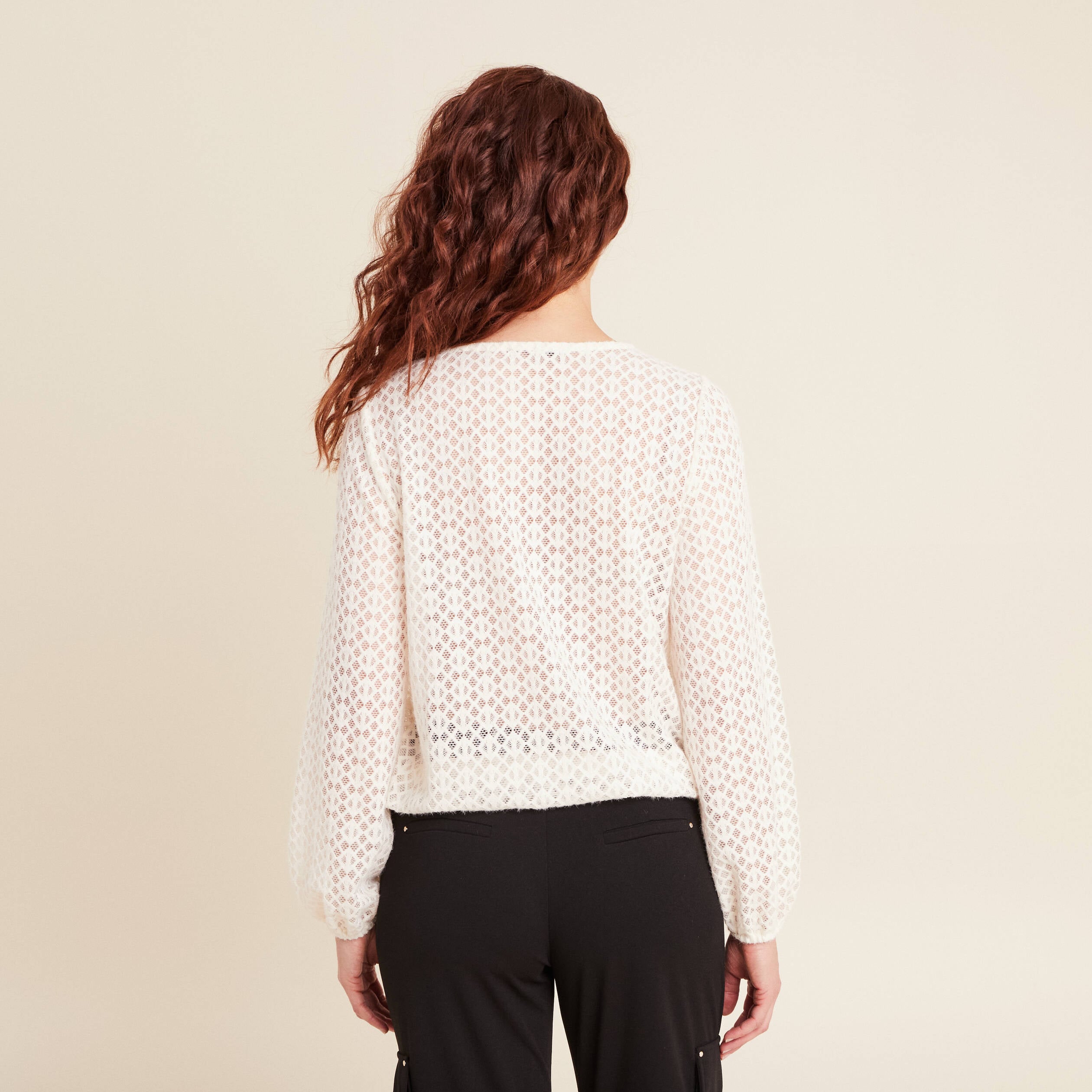Blouse manches longues ecru femme