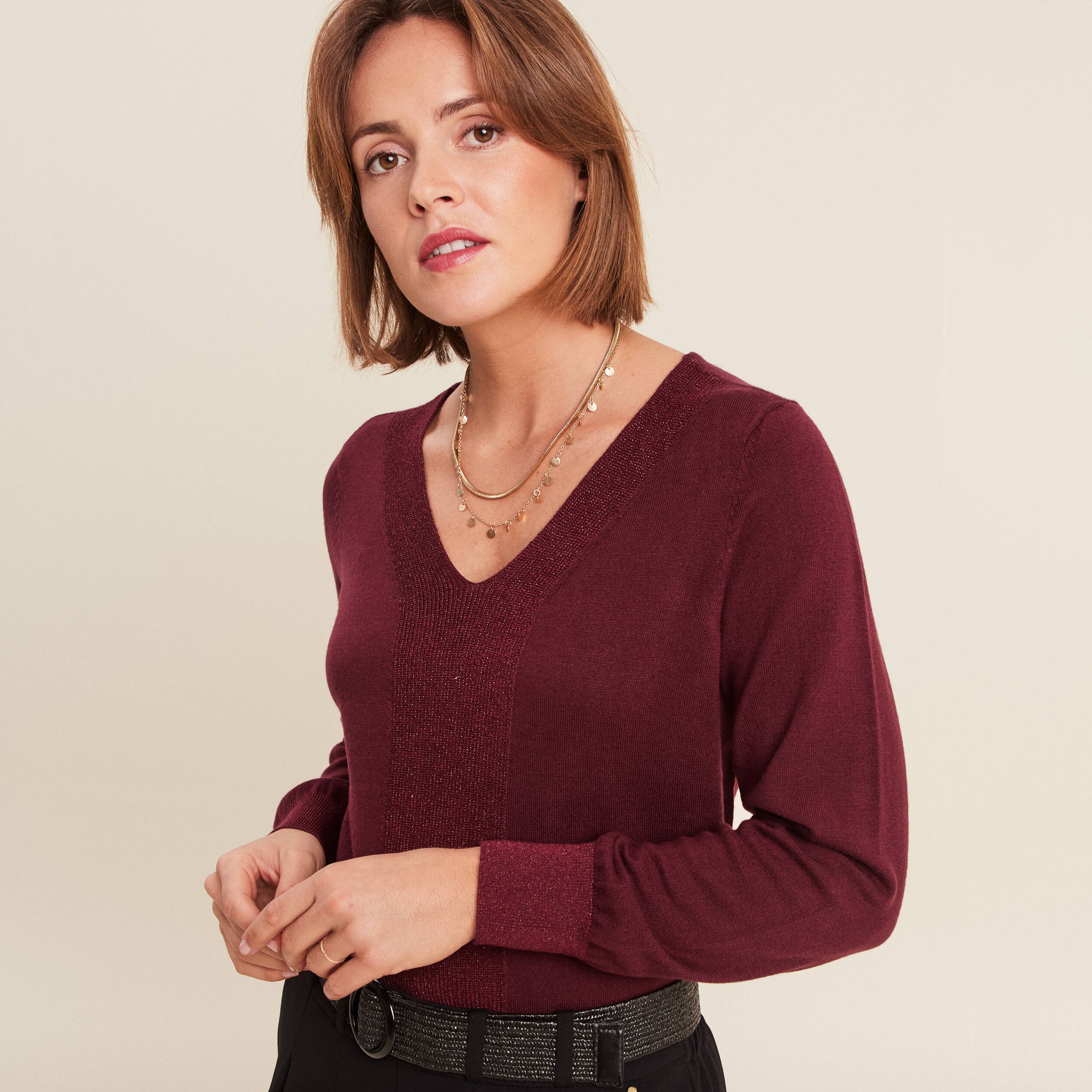 pull manches longues bordeaux femme Pull manches longues bordeaux femme