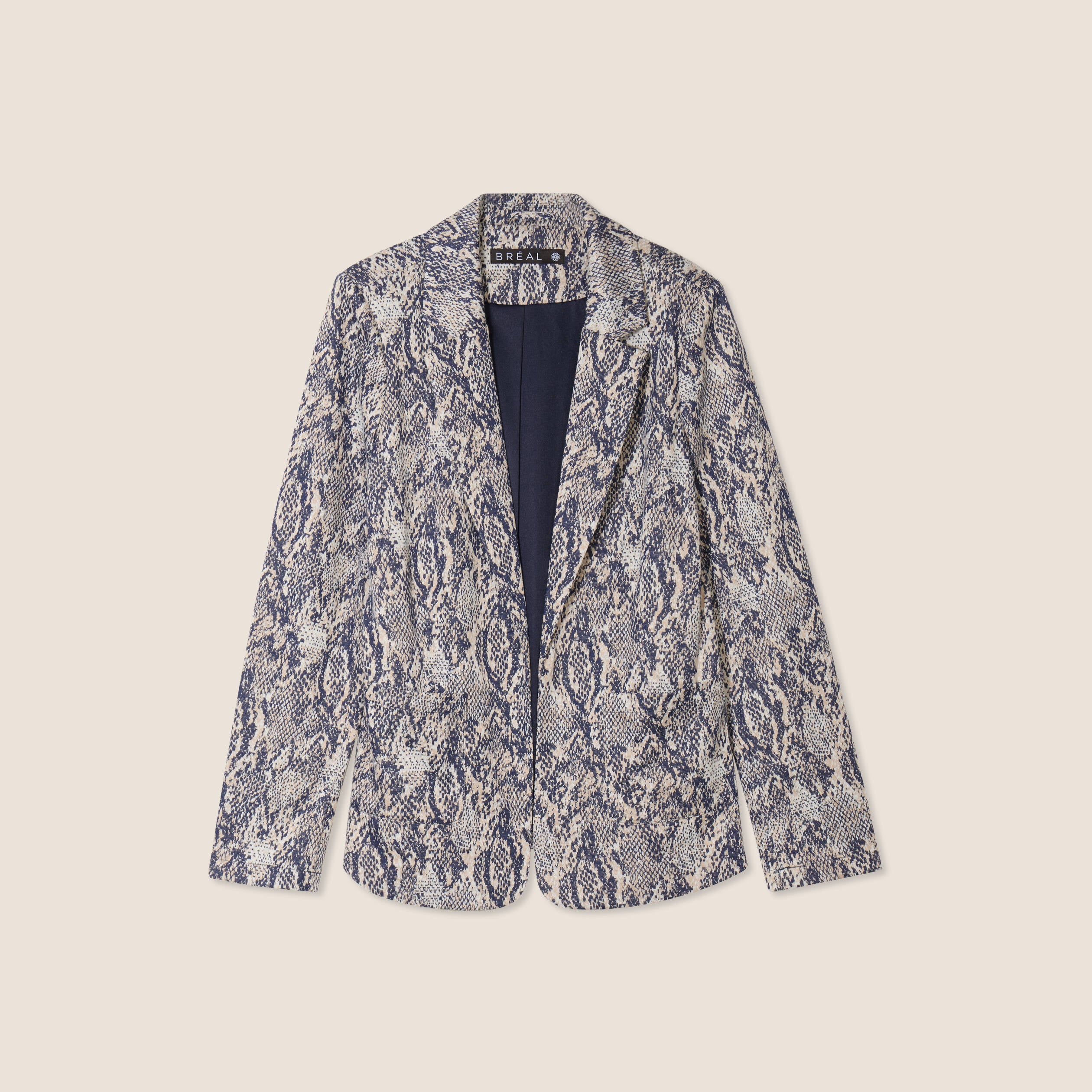 Veste cintr&eacute;e col ch&acirc;le beige femme