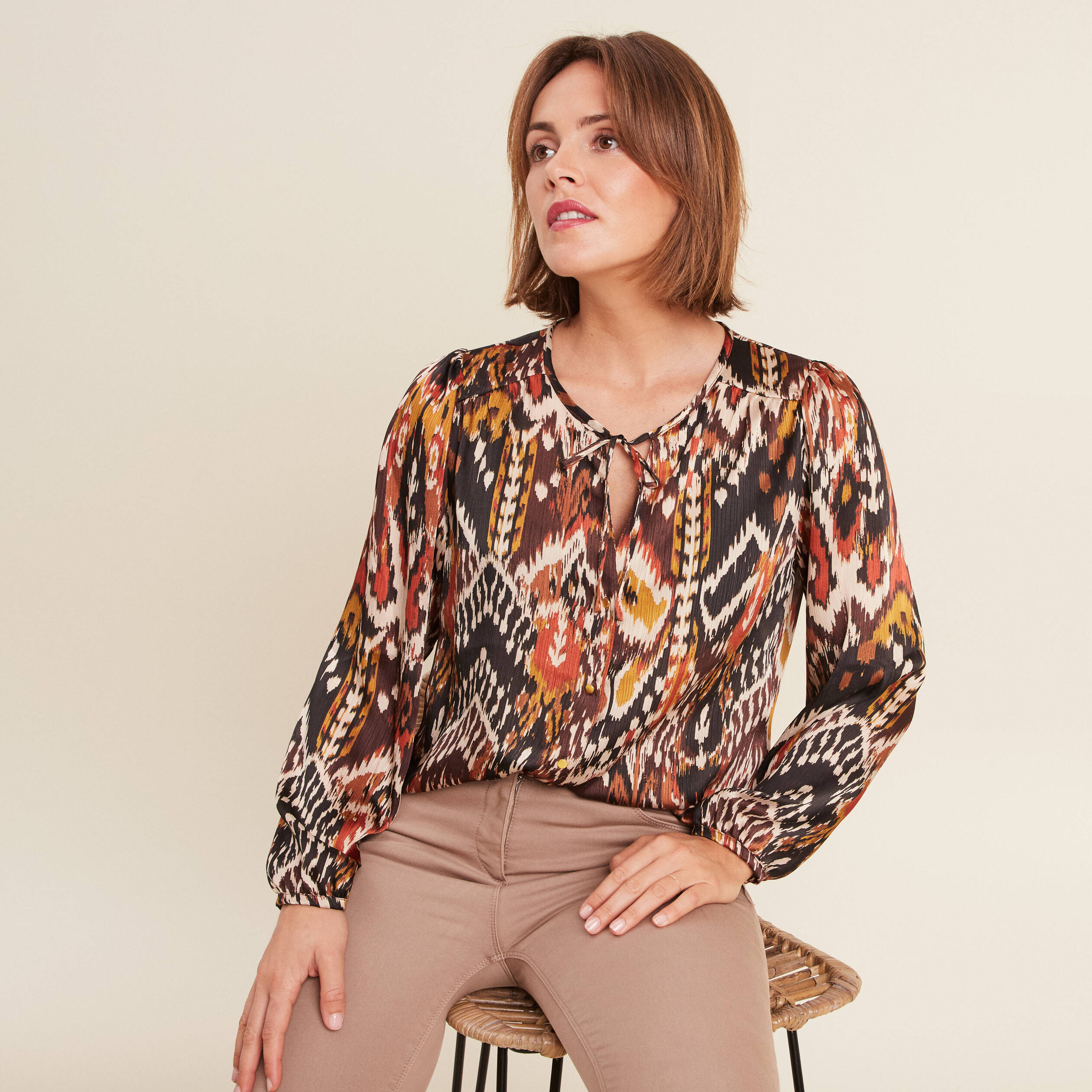 Blouse manches longues noir femme