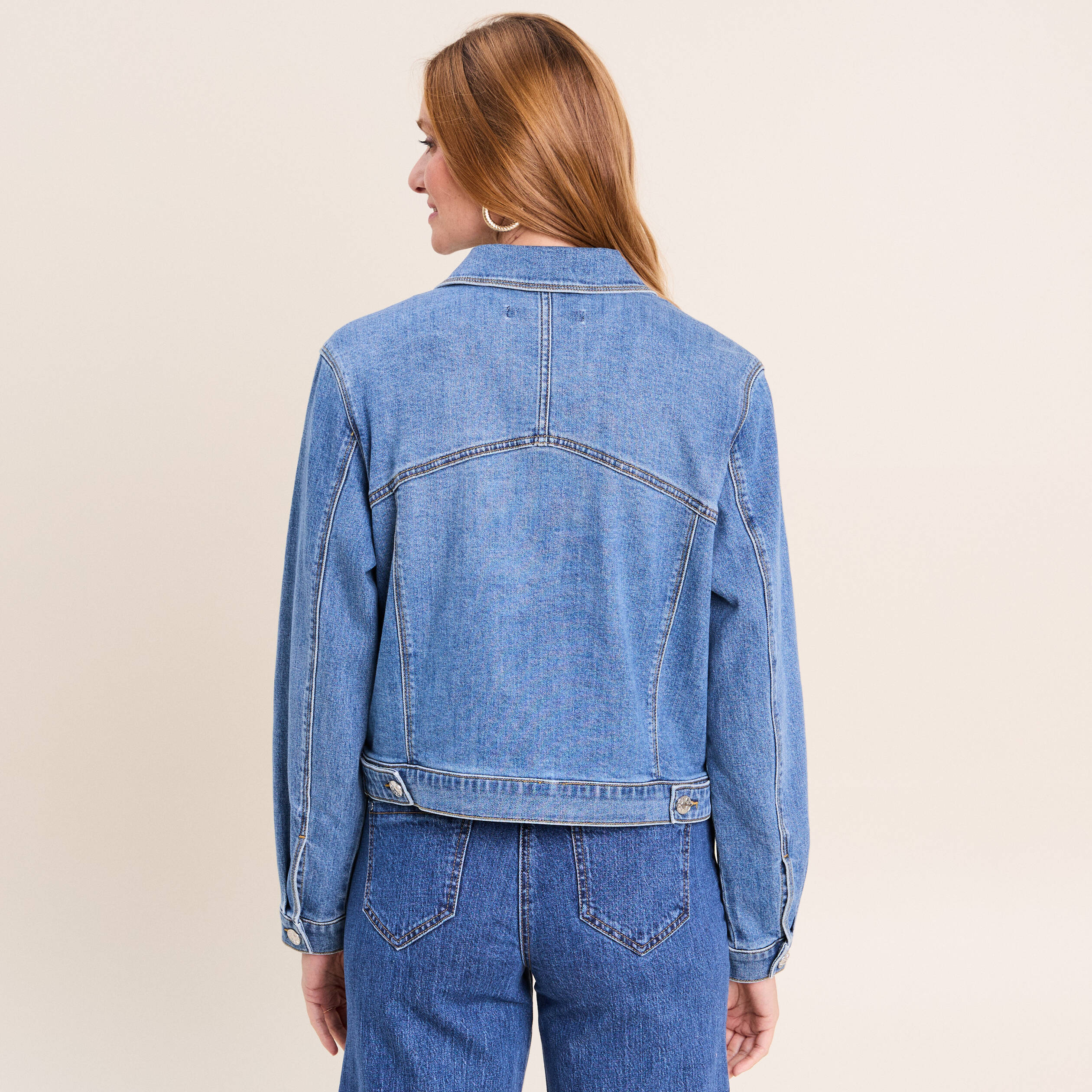 Veste jean manches longues denim double stone femme