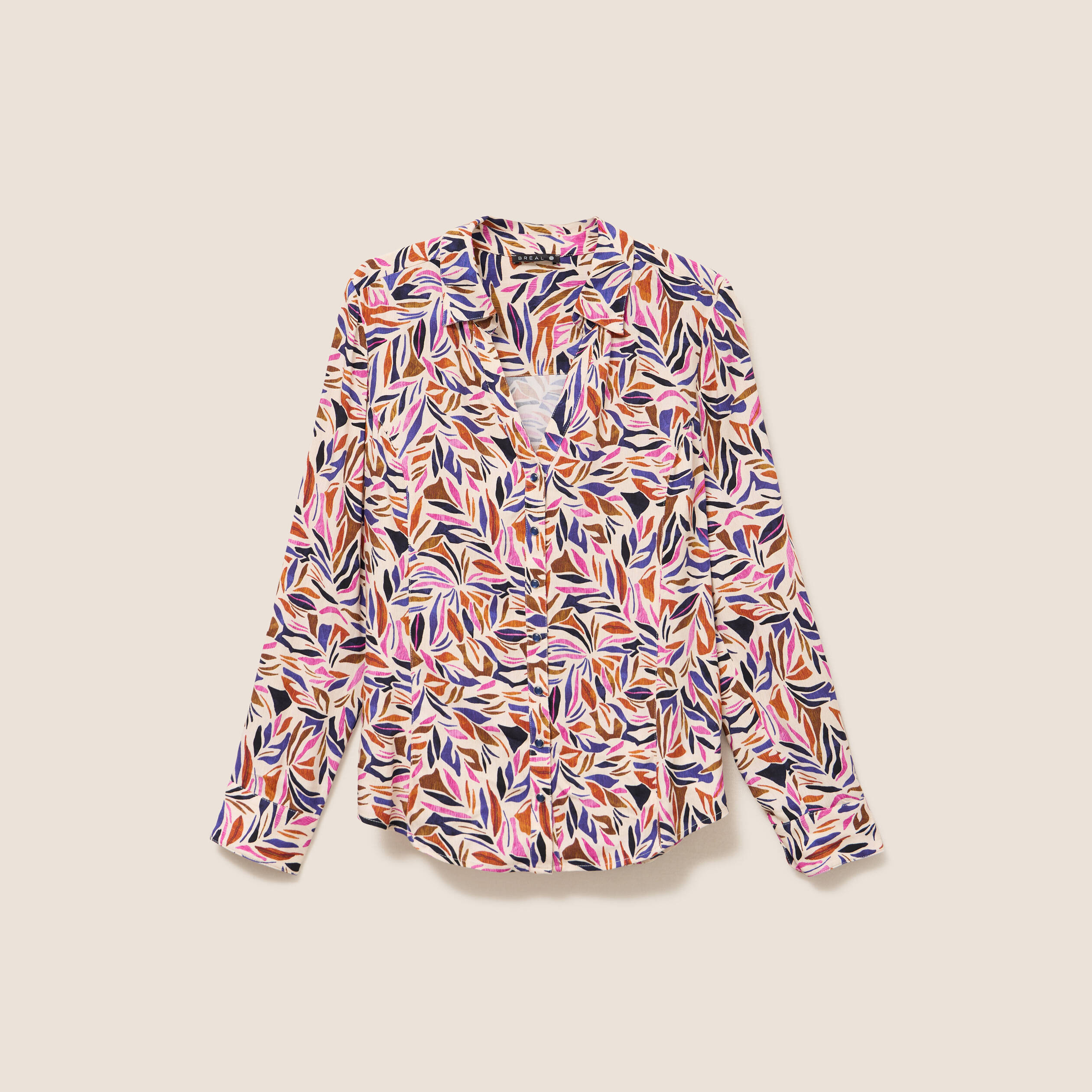 Chemise cintr&eacute;e manches longues bleu femme