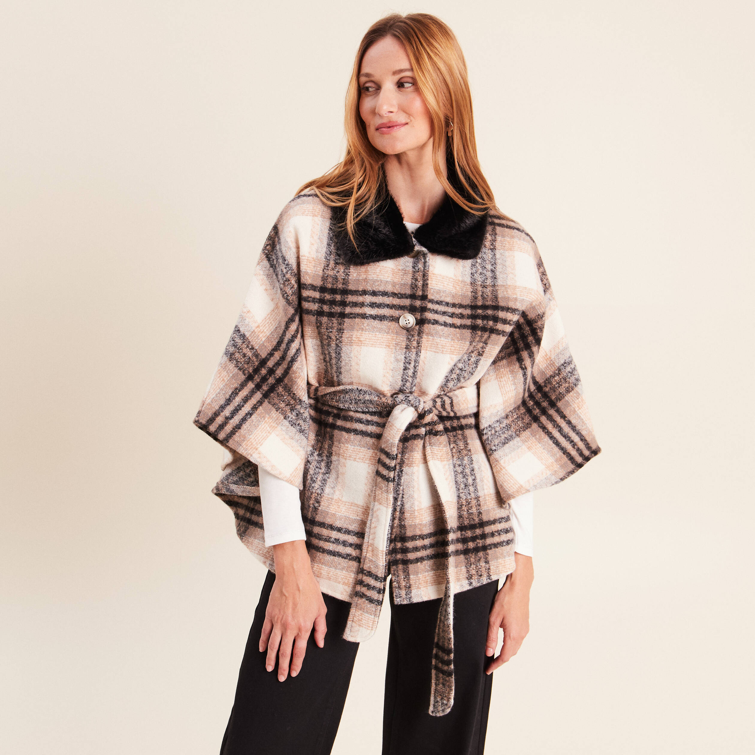 Poncho bordeaux femme