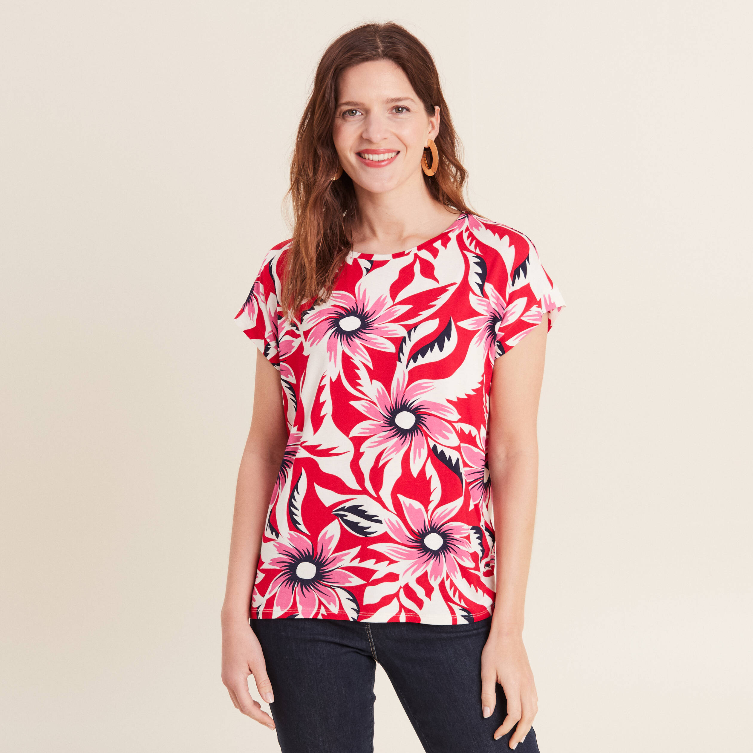 t shirt manches courtes rouge femme T-shirt manches courtes rouge femme