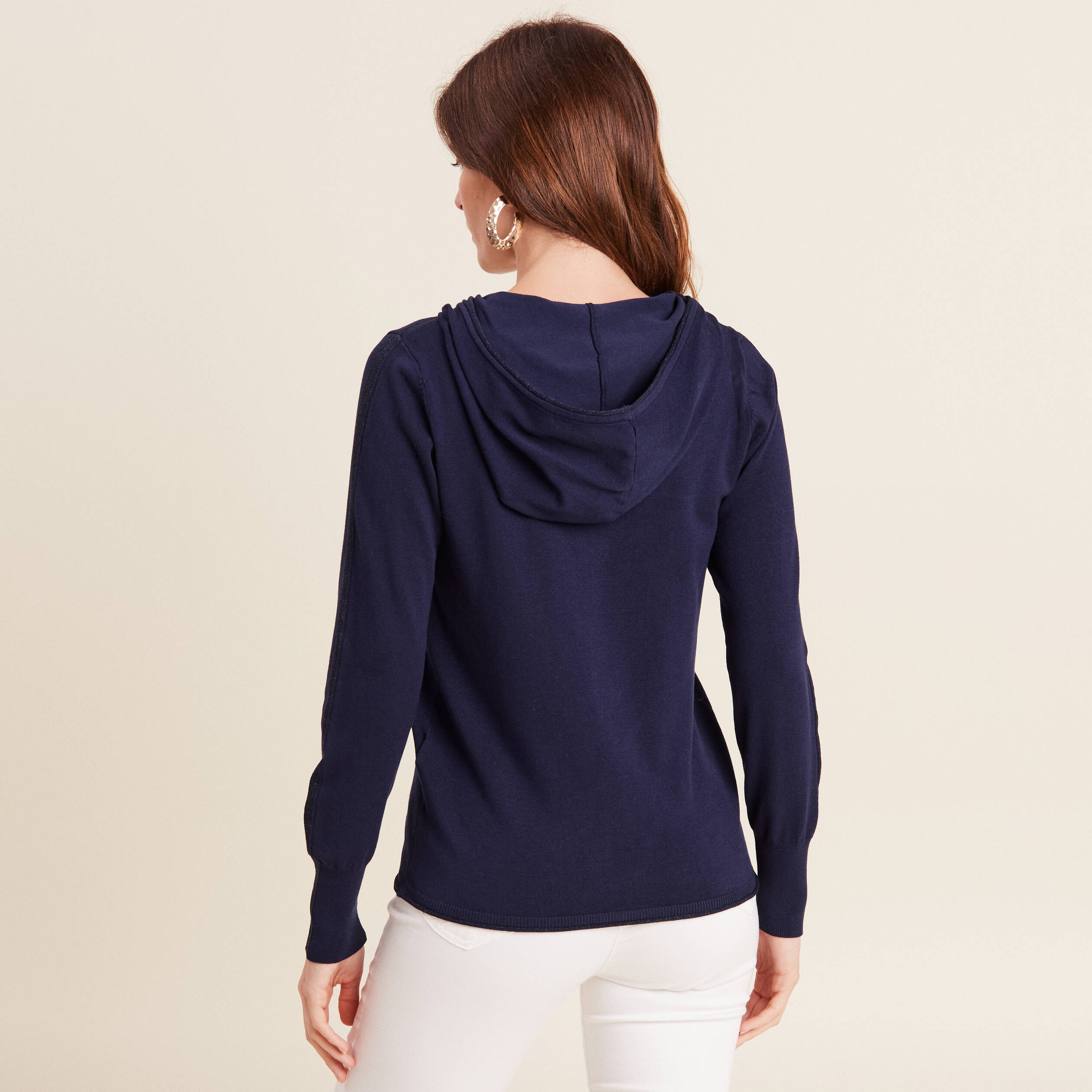 Pull manches longues bleu marine femme
